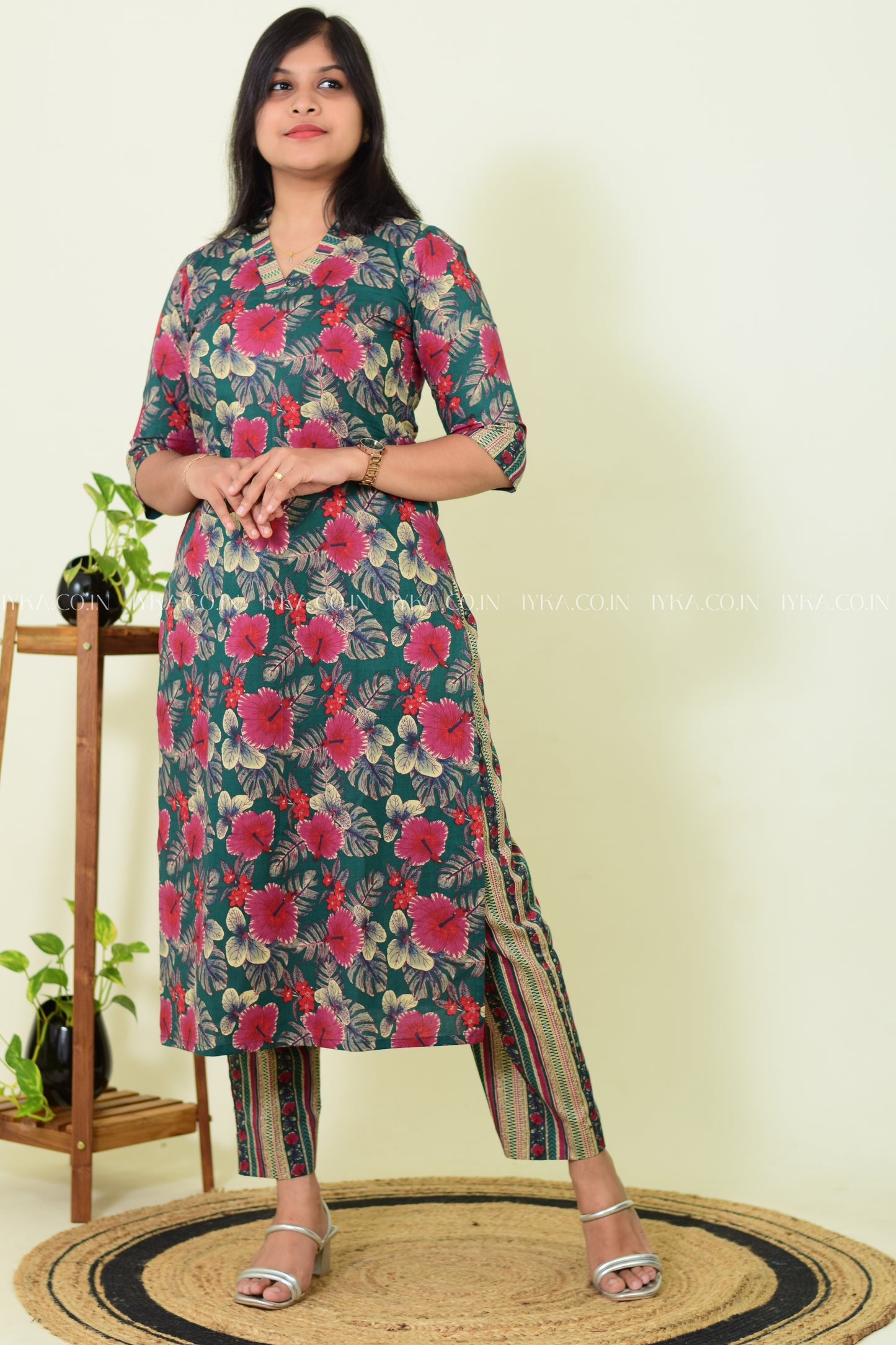 IYKA- FLORAL PRINTED COTTON CO-ORD SET ( TOP AND BOTTOM) #00253COR