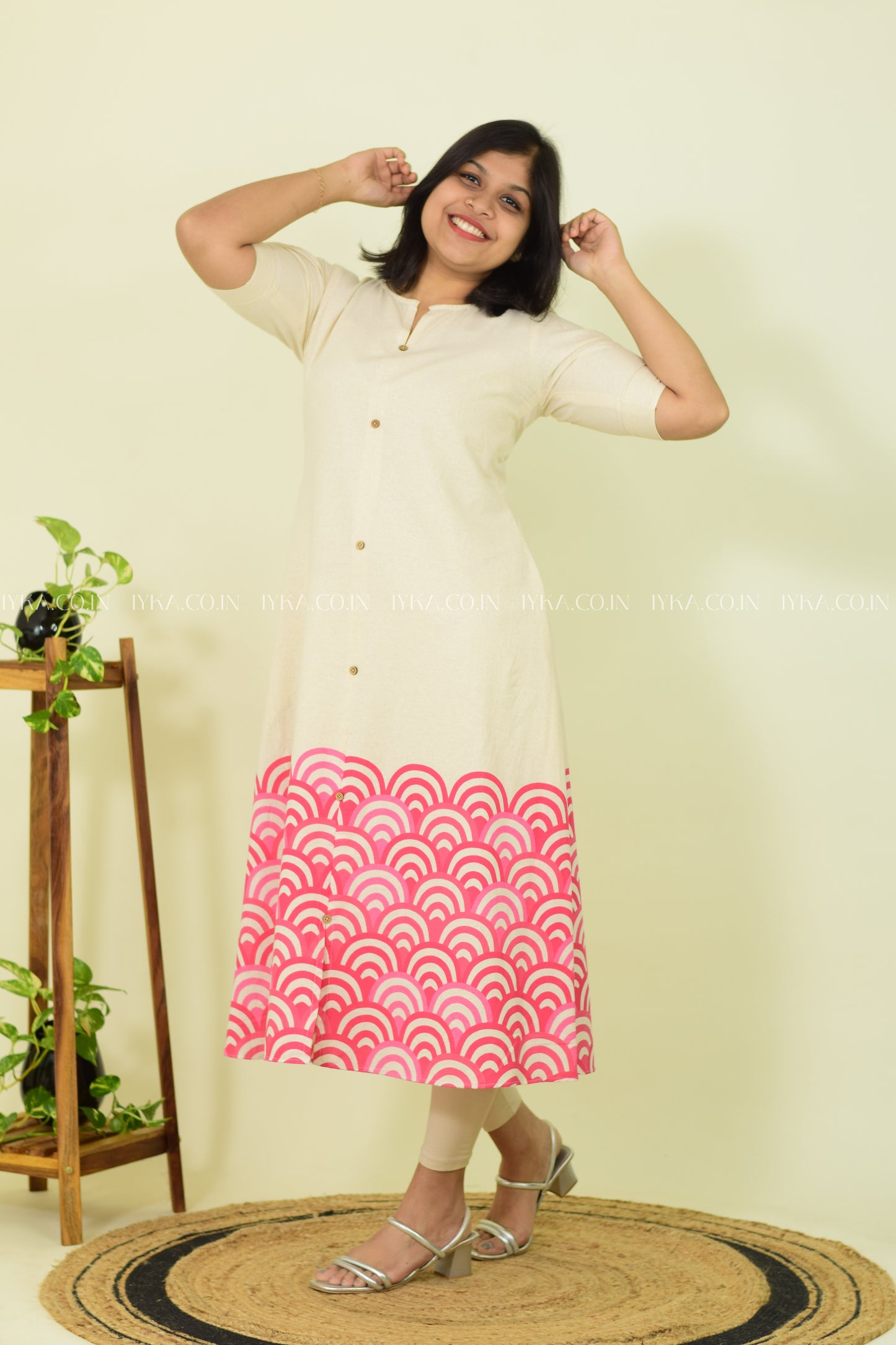 Pink Petals Printed Kurthi