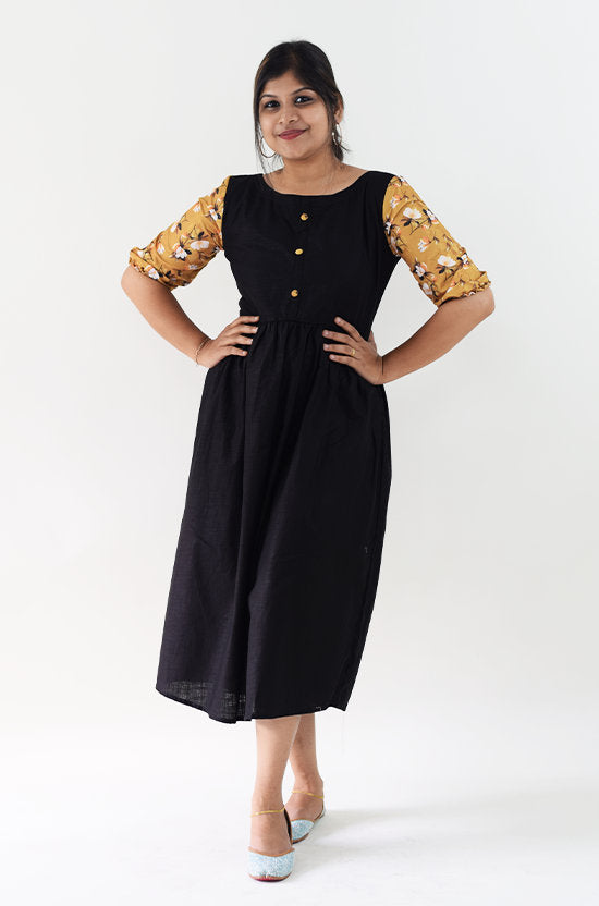 IYKA – Black Linen Dress #030024