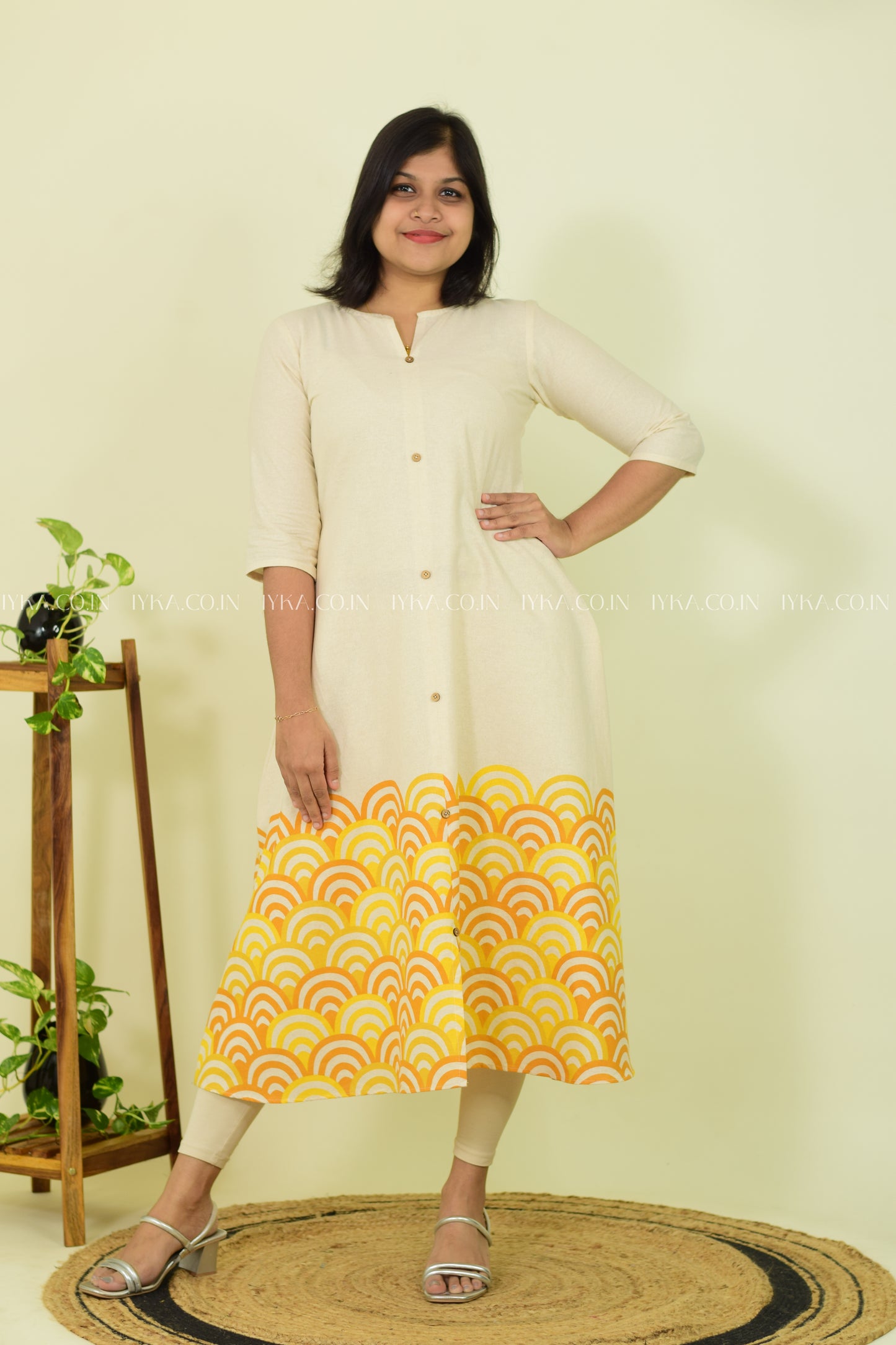 Yellow Petals Printed Kurthi