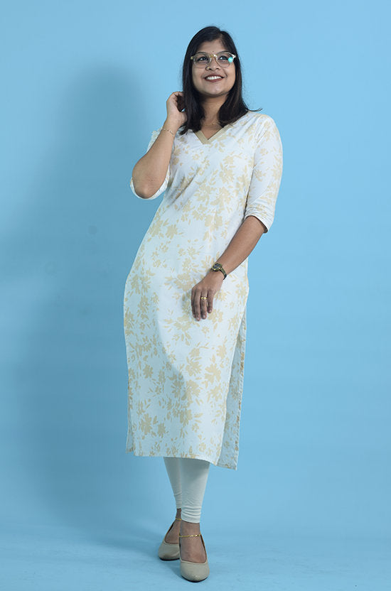 IYKA-Off White Designer Cotton Kurtha#010076