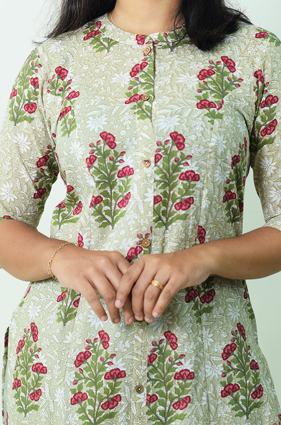 IYKA - Green Floral Kurthi #00007KUR