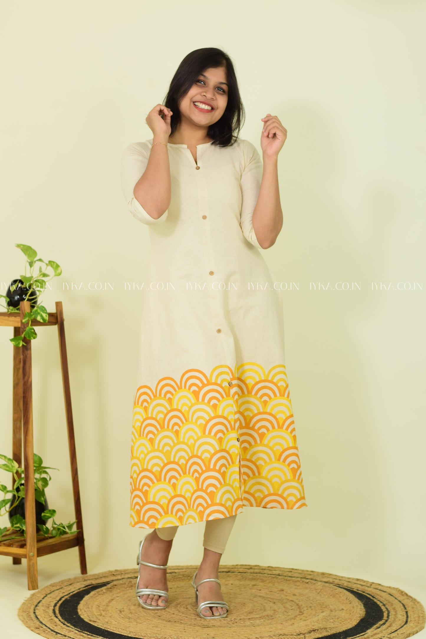 Yellow Petals Printed Kurthi