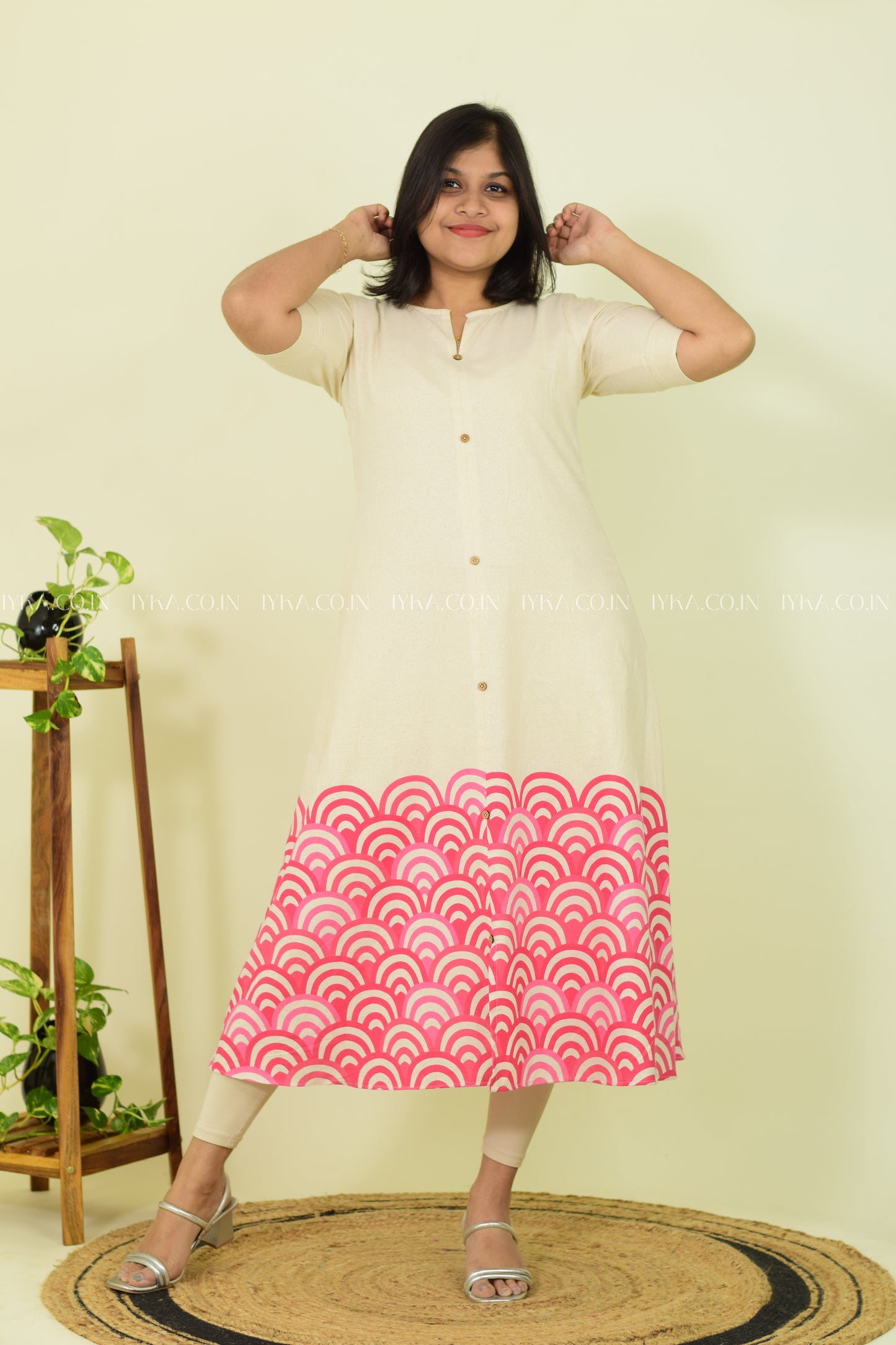 Pink Petals Printed Kurthi