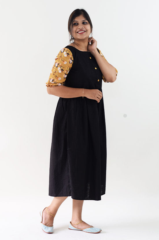 IYKA – Black Linen Dress #030024