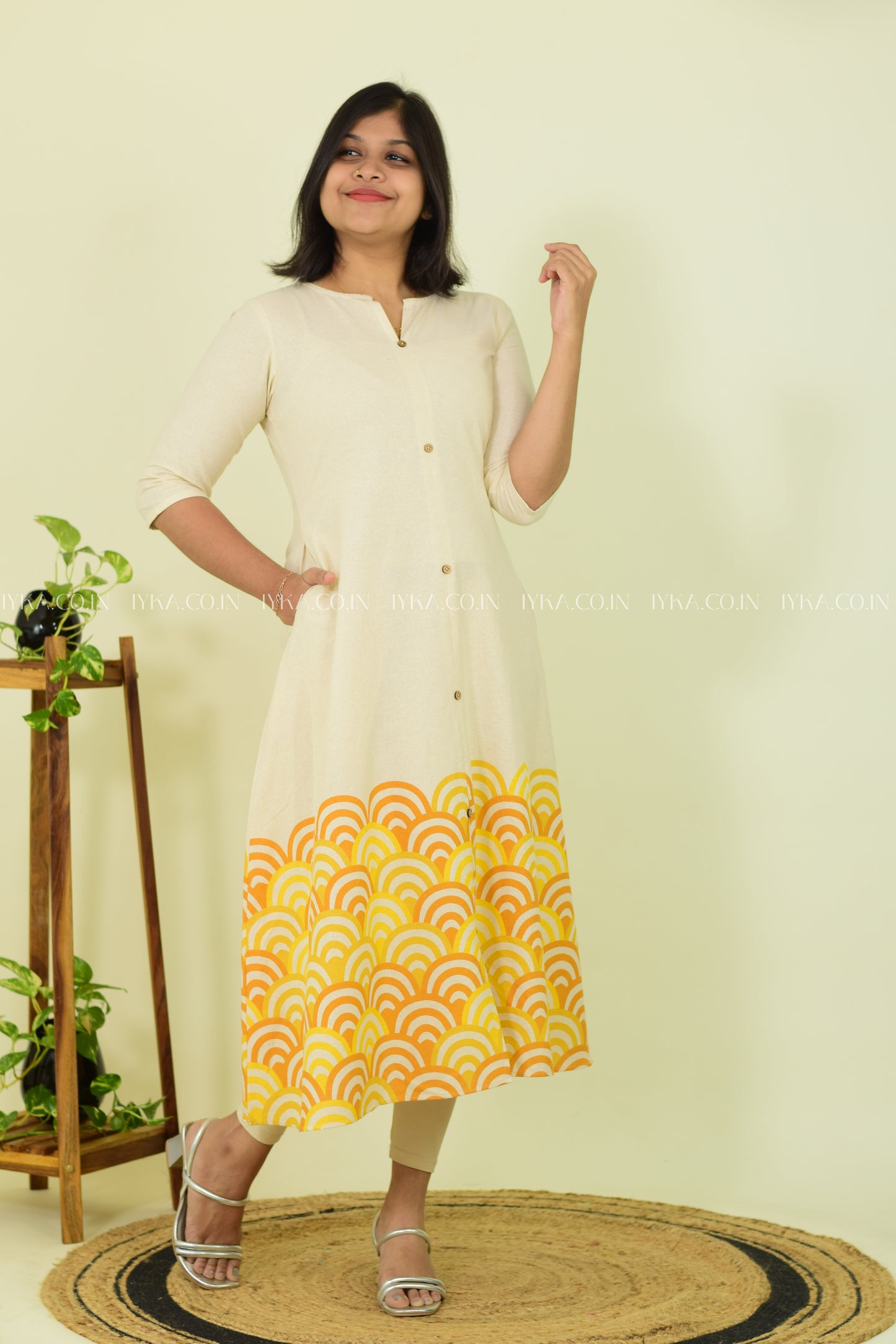 Yellow Petals Printed Kurthi