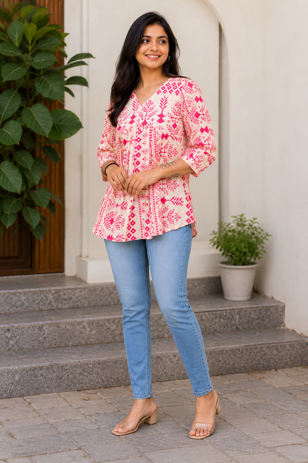 Blush White Kurthi