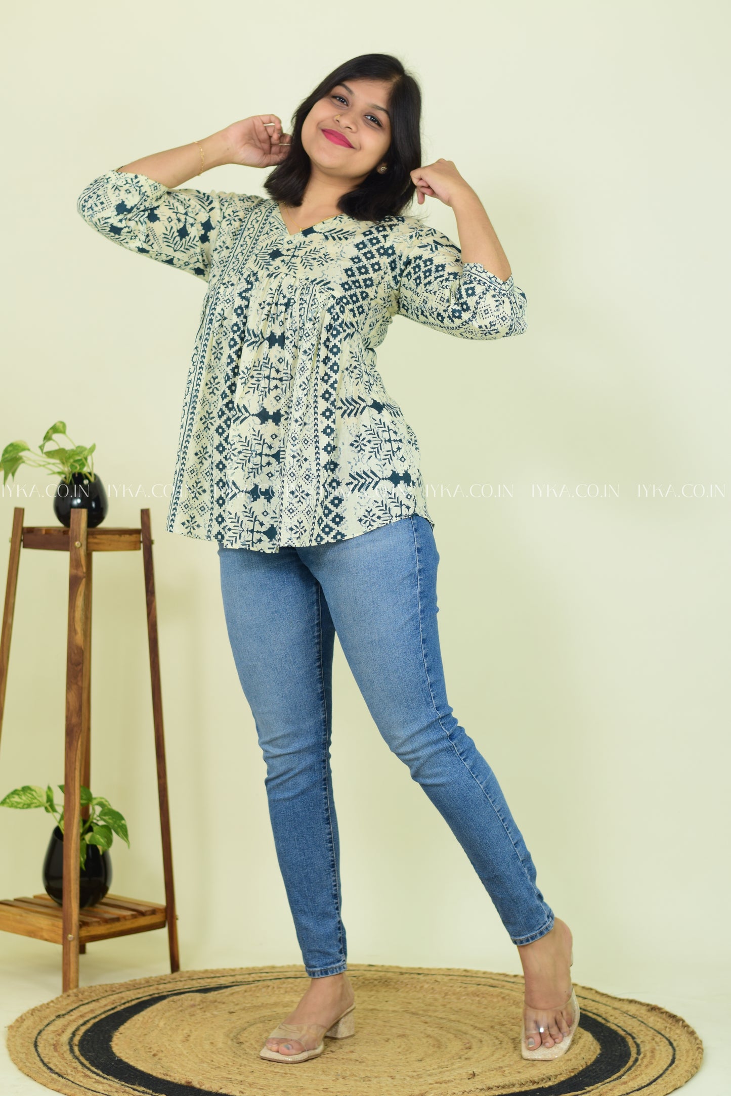 Mint Mist Cotton Short Kurthi