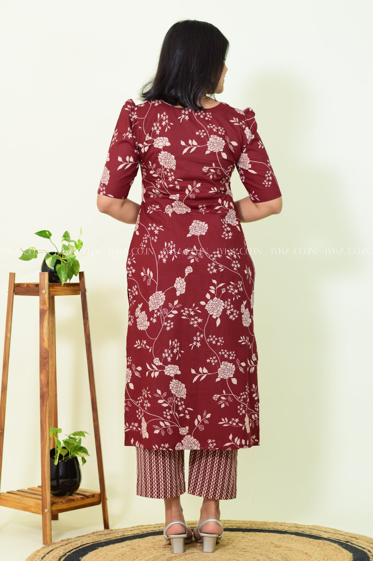 IYKA- MAROON COTTON SO-ORD SET ( TOP AND BOTTOM)#00219KUR
