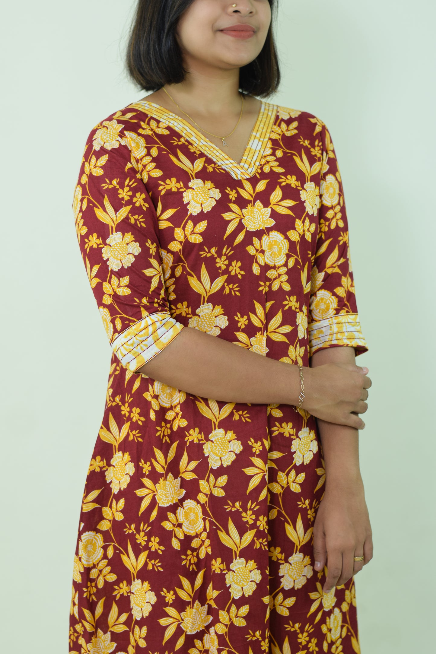 IYKA- Maroon Floral printed kurthi #00038KUR