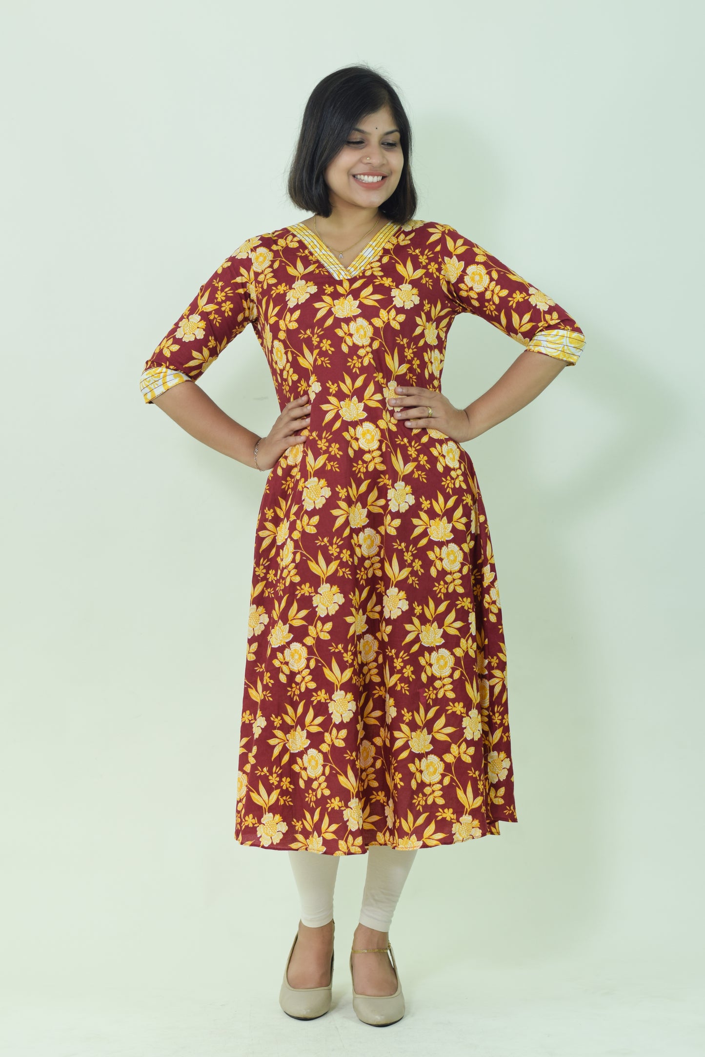 IYKA- Maroon Floral printed kurthi #00038KUR
