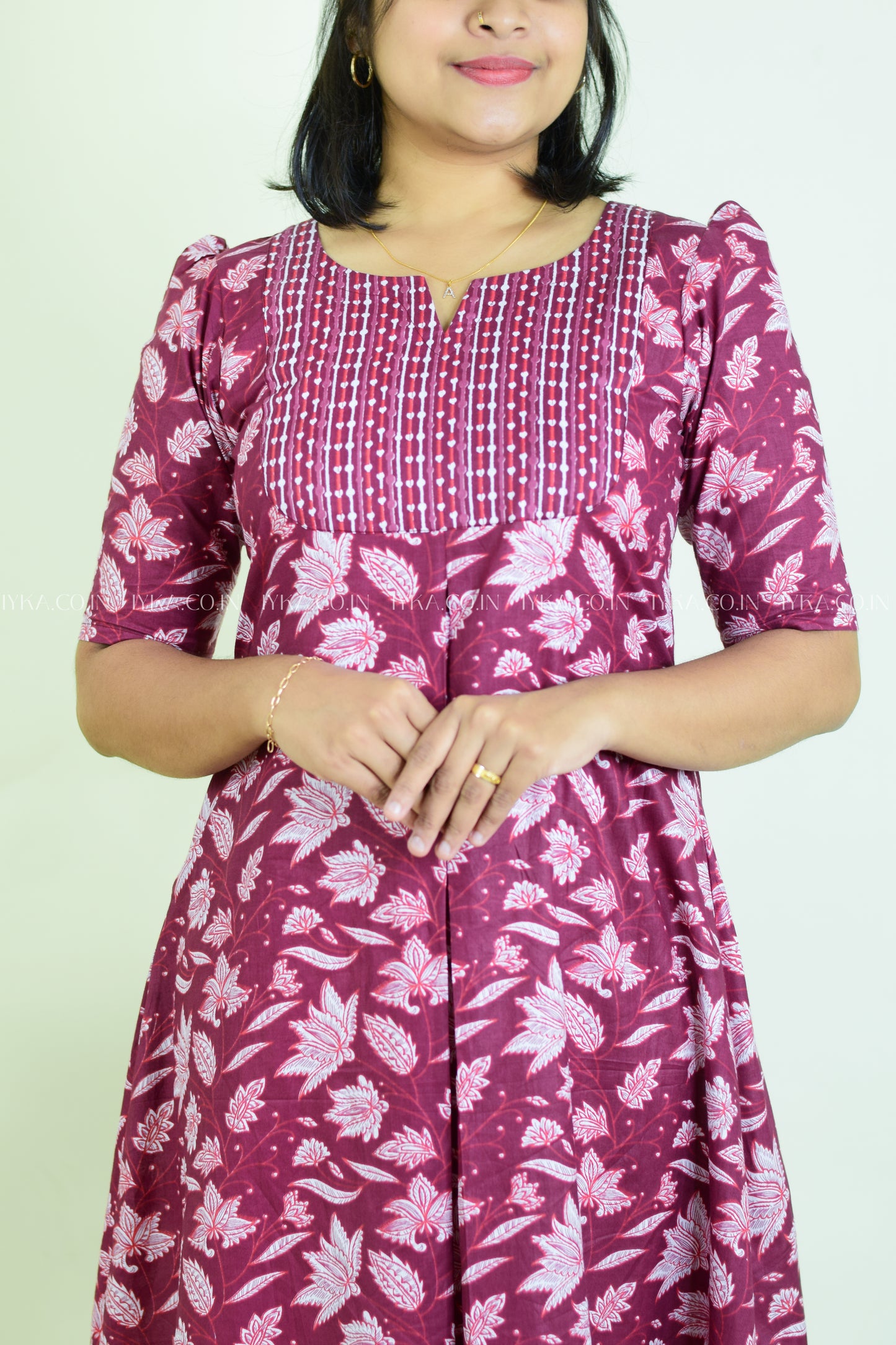 IYKA-GRAPE WINE COTTON ALINE KURTHI#00222KUR