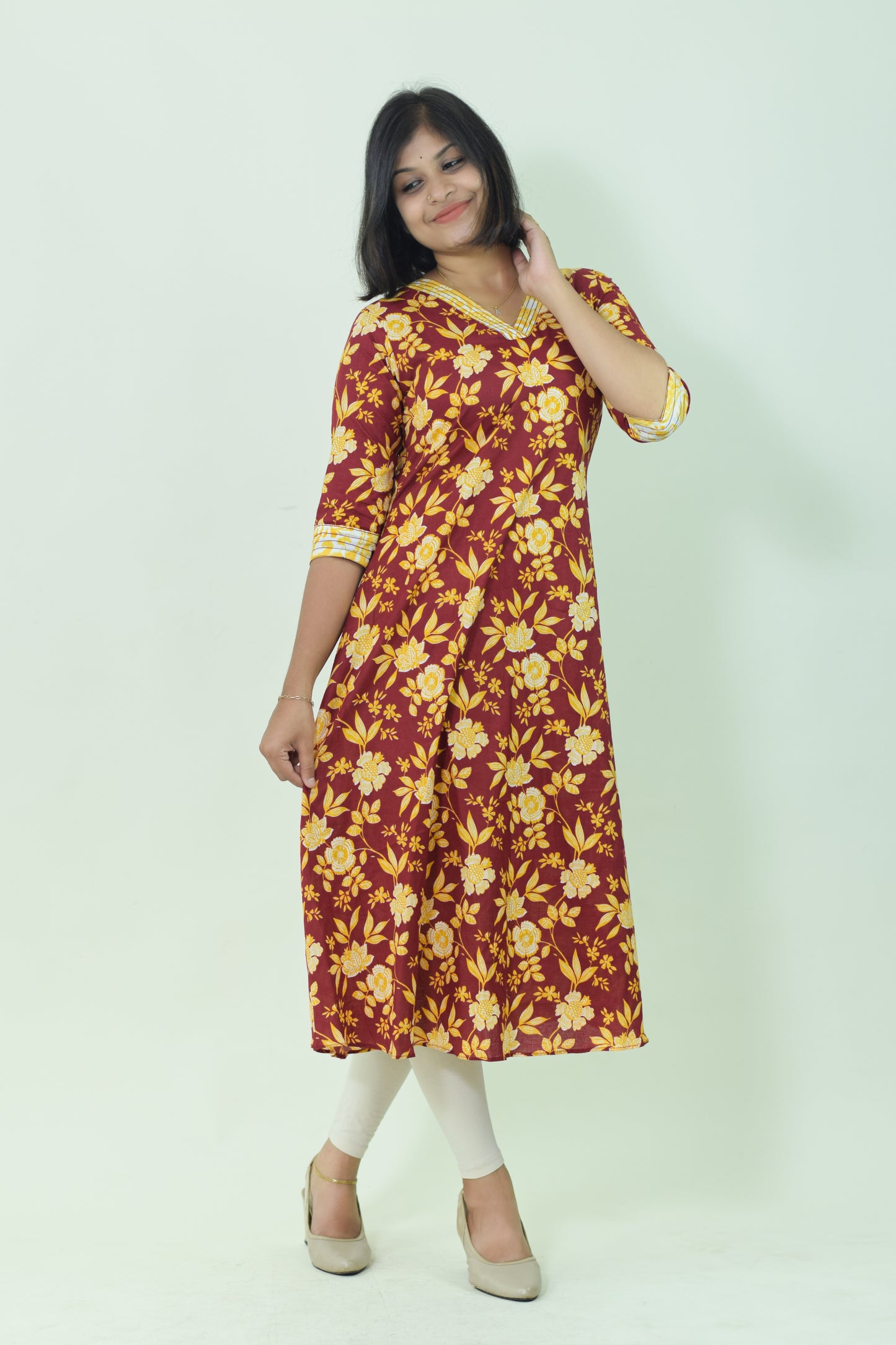 IYKA- Maroon Floral printed kurthi #00038KUR