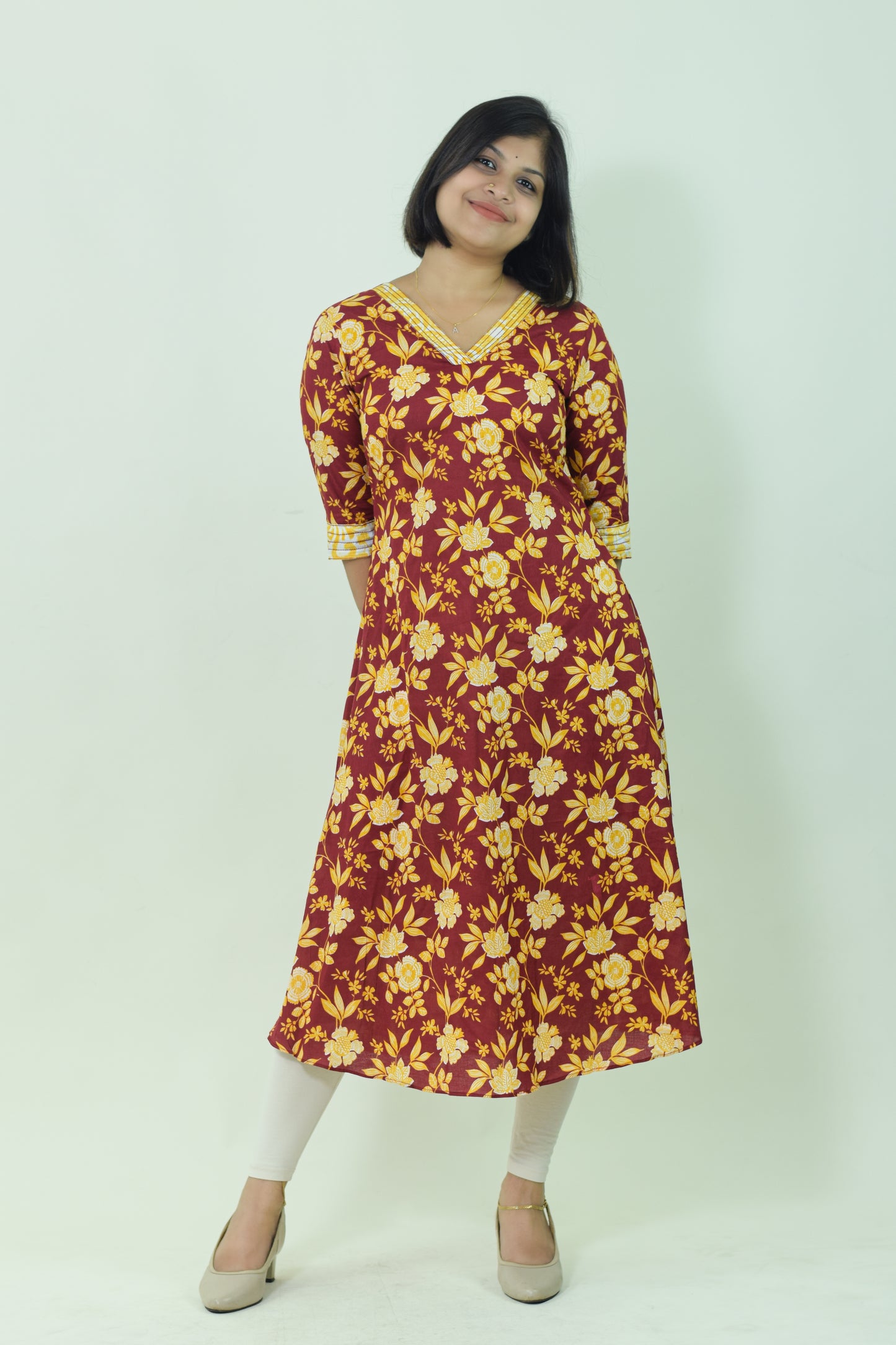 IYKA- Maroon Floral printed kurthi #00038KUR