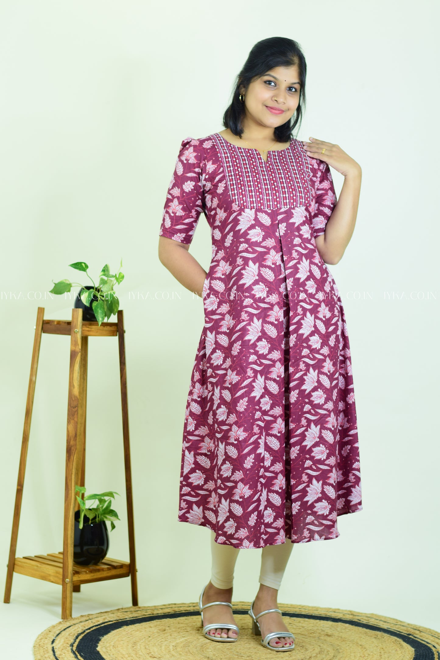 IYKA-GRAPE WINE COTTON ALINE KURTHI#00222KUR