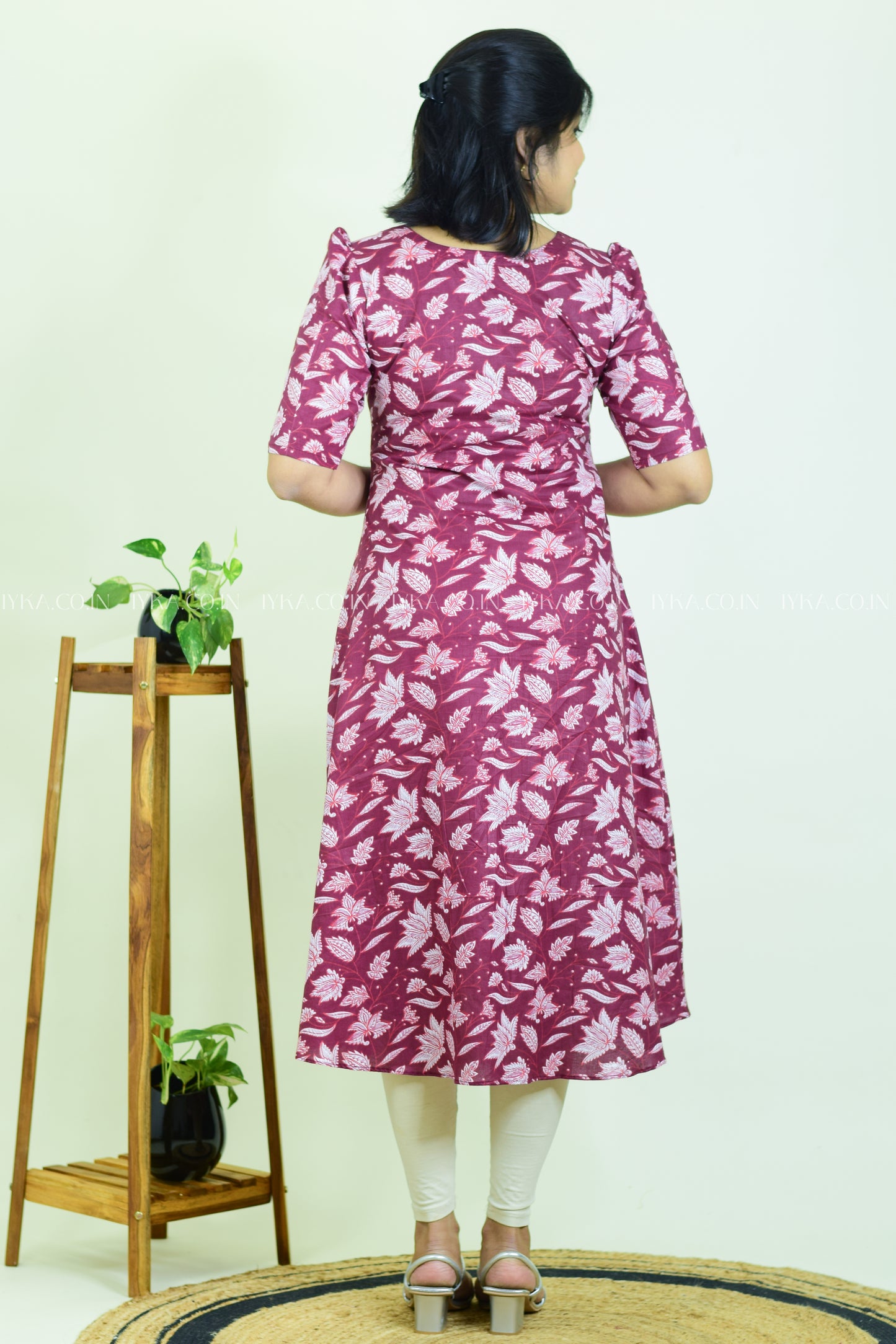 IYKA-GRAPE WINE COTTON ALINE KURTHI#00222KUR