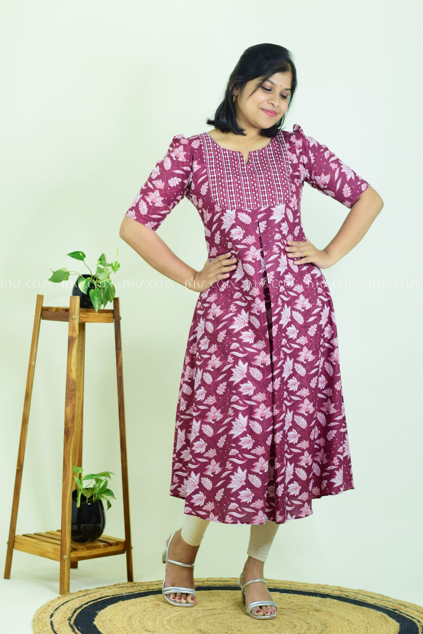 IYKA-GRAPE WINE COTTON ALINE KURTHI#00222KUR