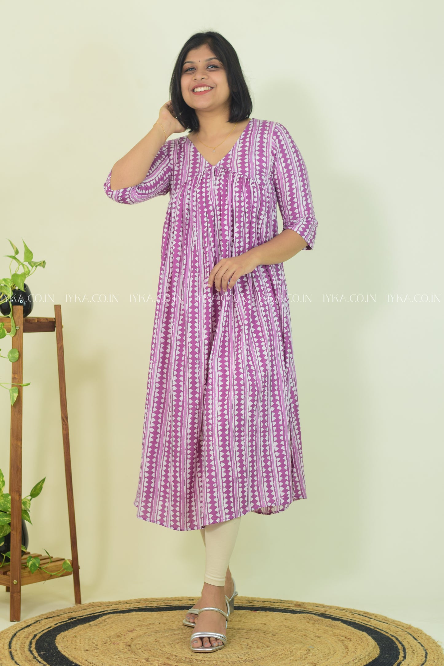 Lilac Bloom Cotton Kurthi