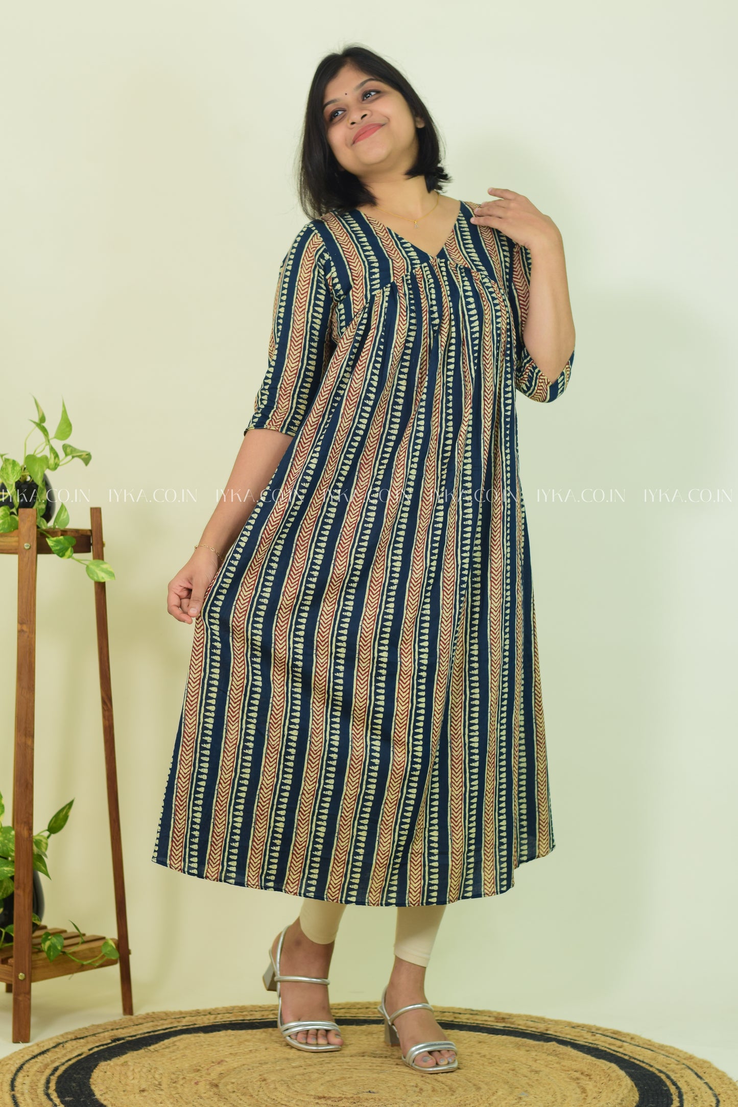 Striped Serenity A-Line Elegance