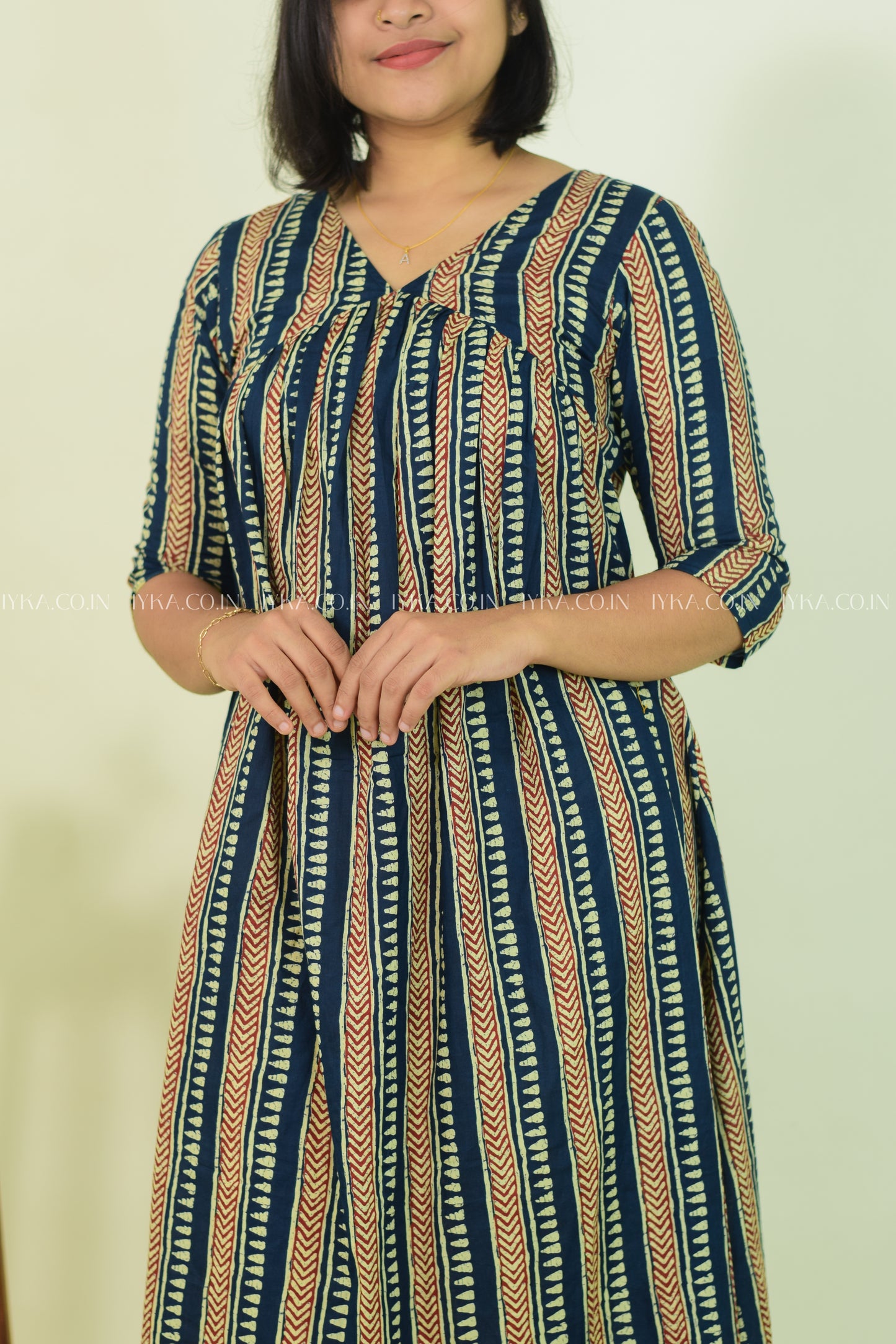 Striped Serenity A-Line Elegance