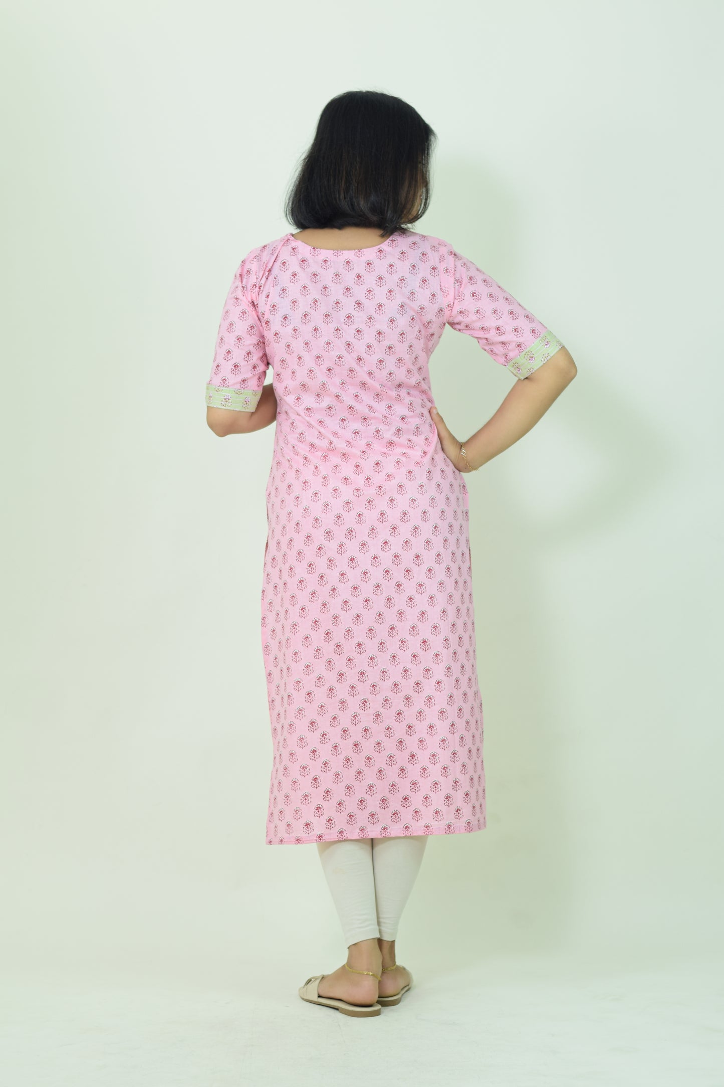 IYKA- Pink straight cut cotton kurtha #00040KUR