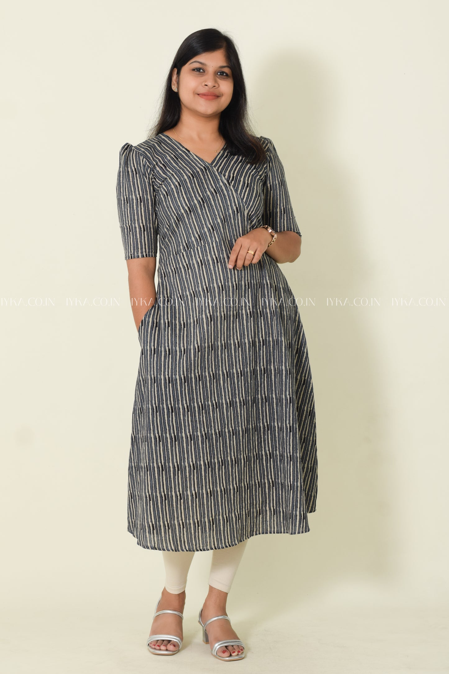 IYKA- STRIPED COTTON ALINE KURTHI #00144KUR