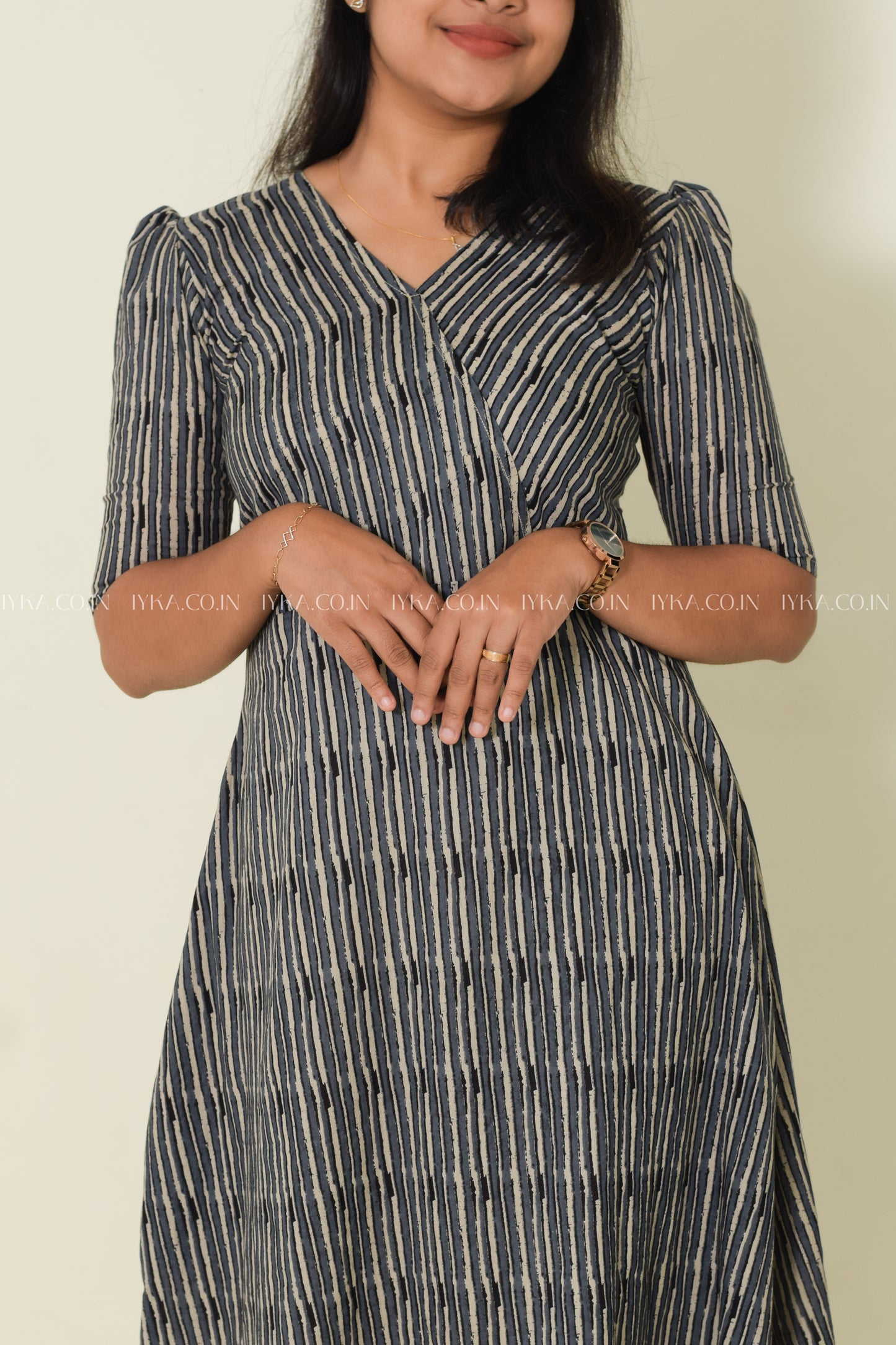IYKA- STRIPED COTTON ALINE KURTHI #00144KUR