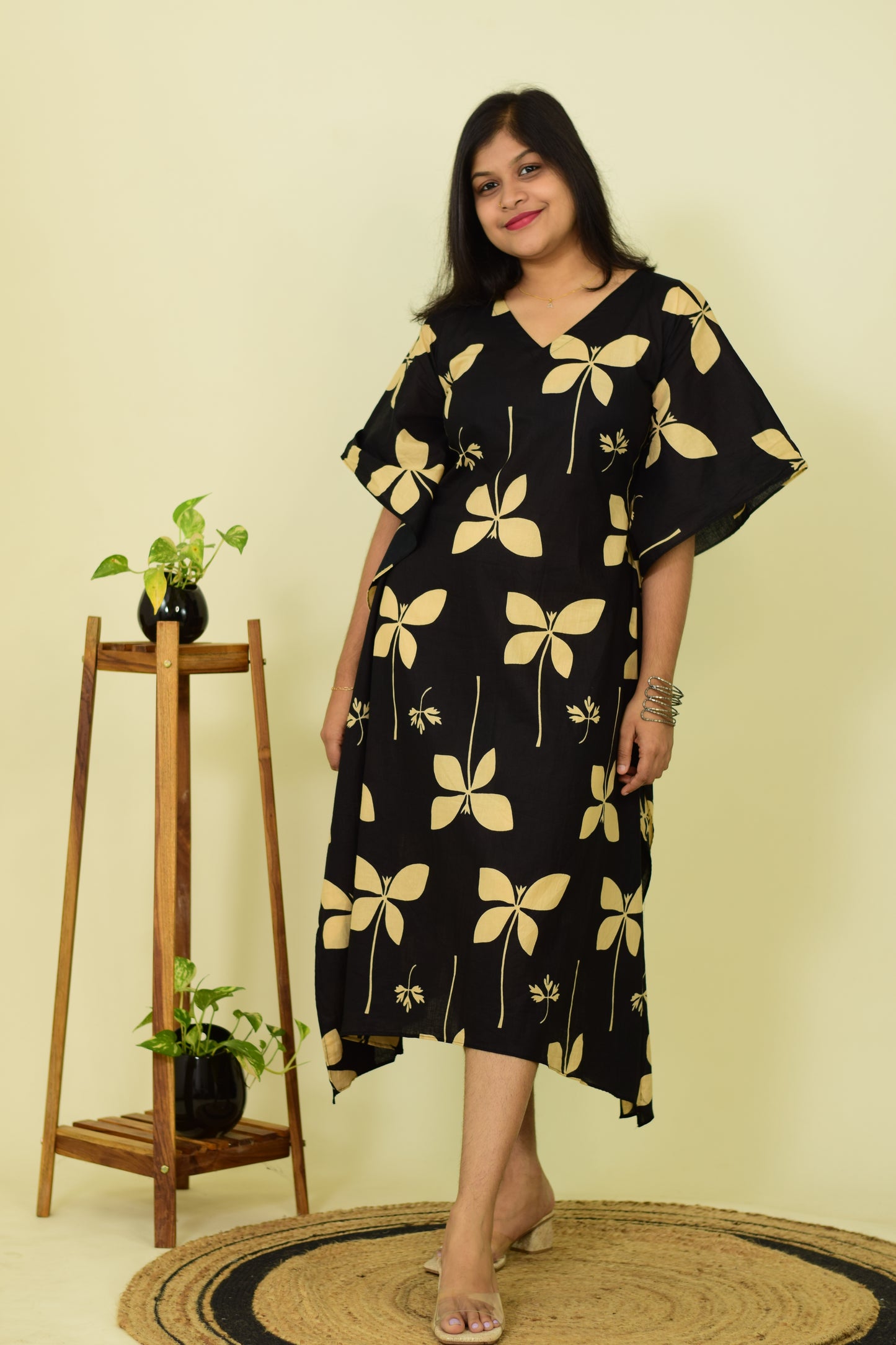Black Mirage Blossom Kaftan