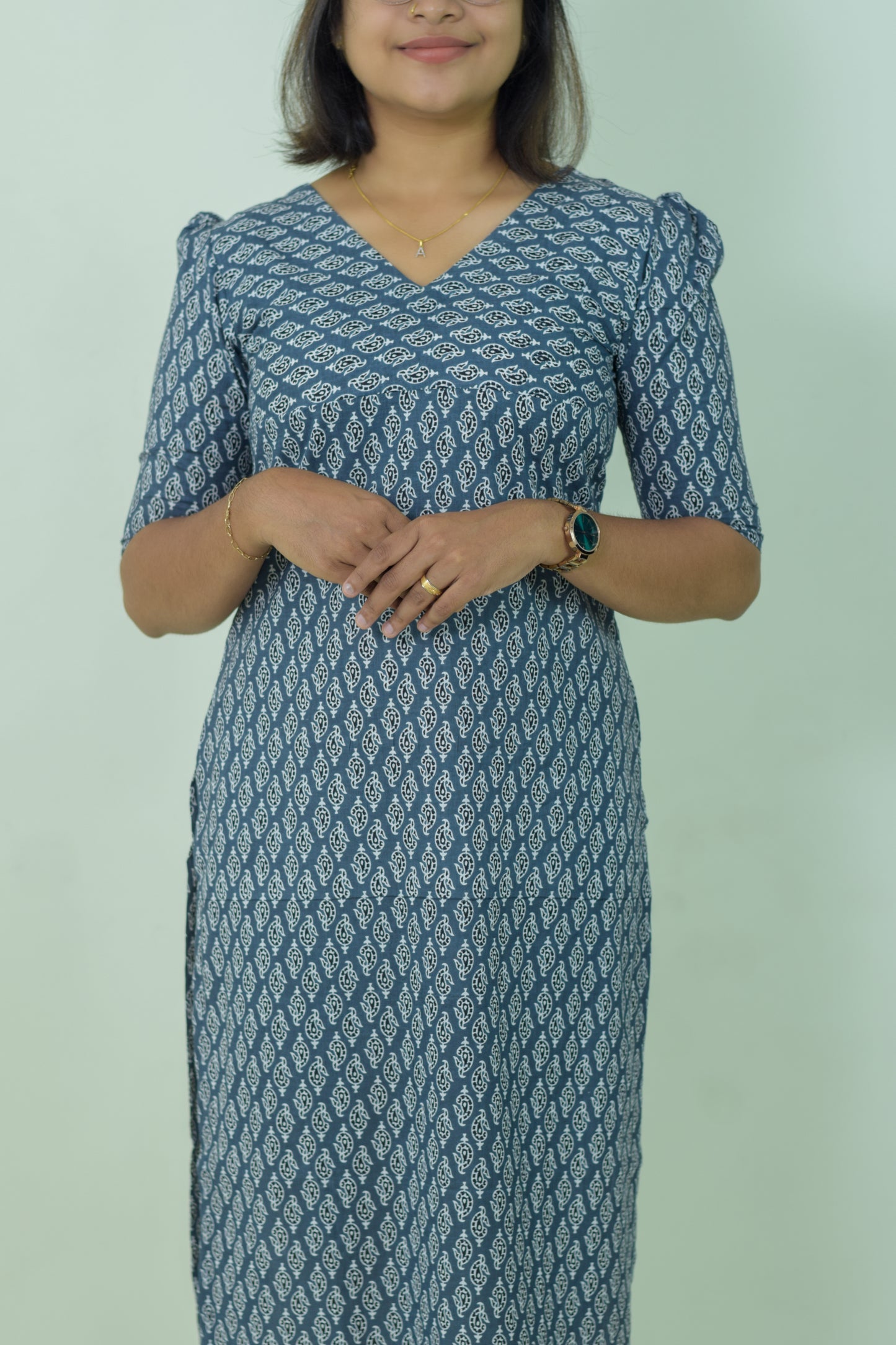 IYKA-Grey cotton straight cut kurtha #00046KUR