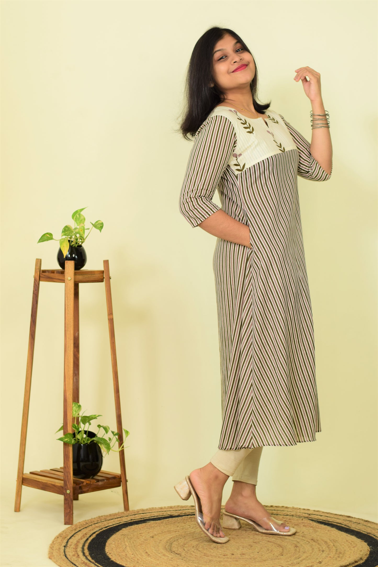 Grey Petal Path Kurthi