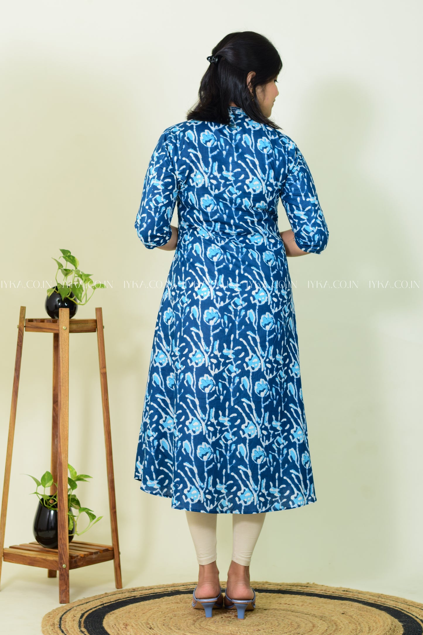IYKA-BLUE COTTON ALINE KURTHI#00241KUR