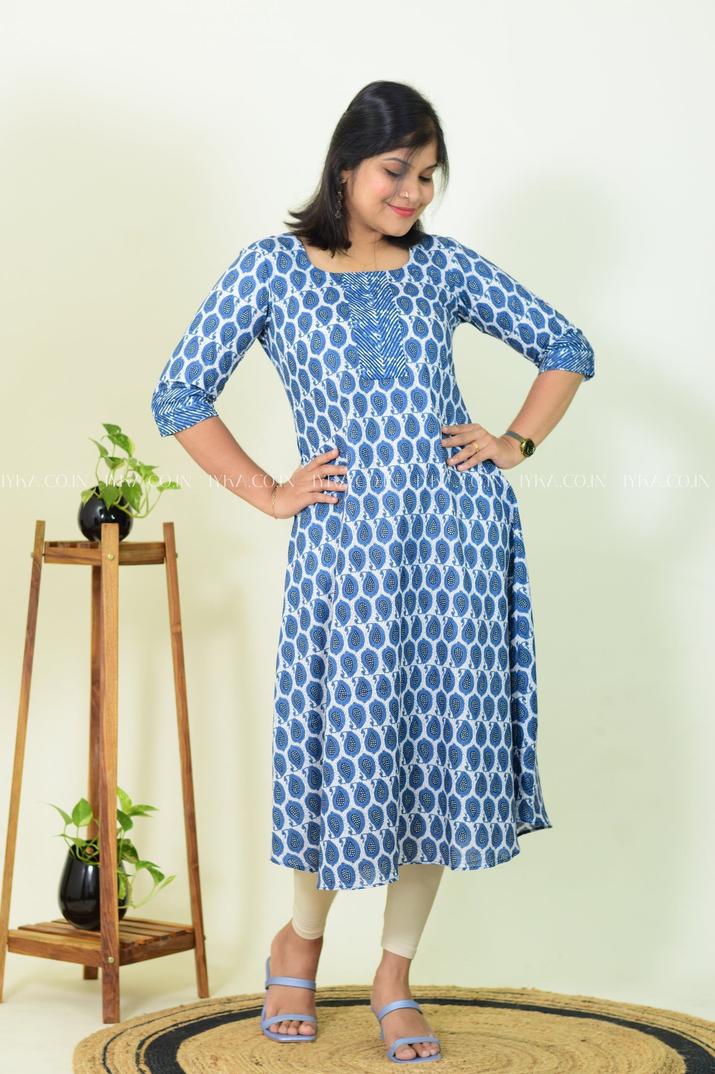 IYKA- BLUE COTTON ALINE KURTHI #00242KUR