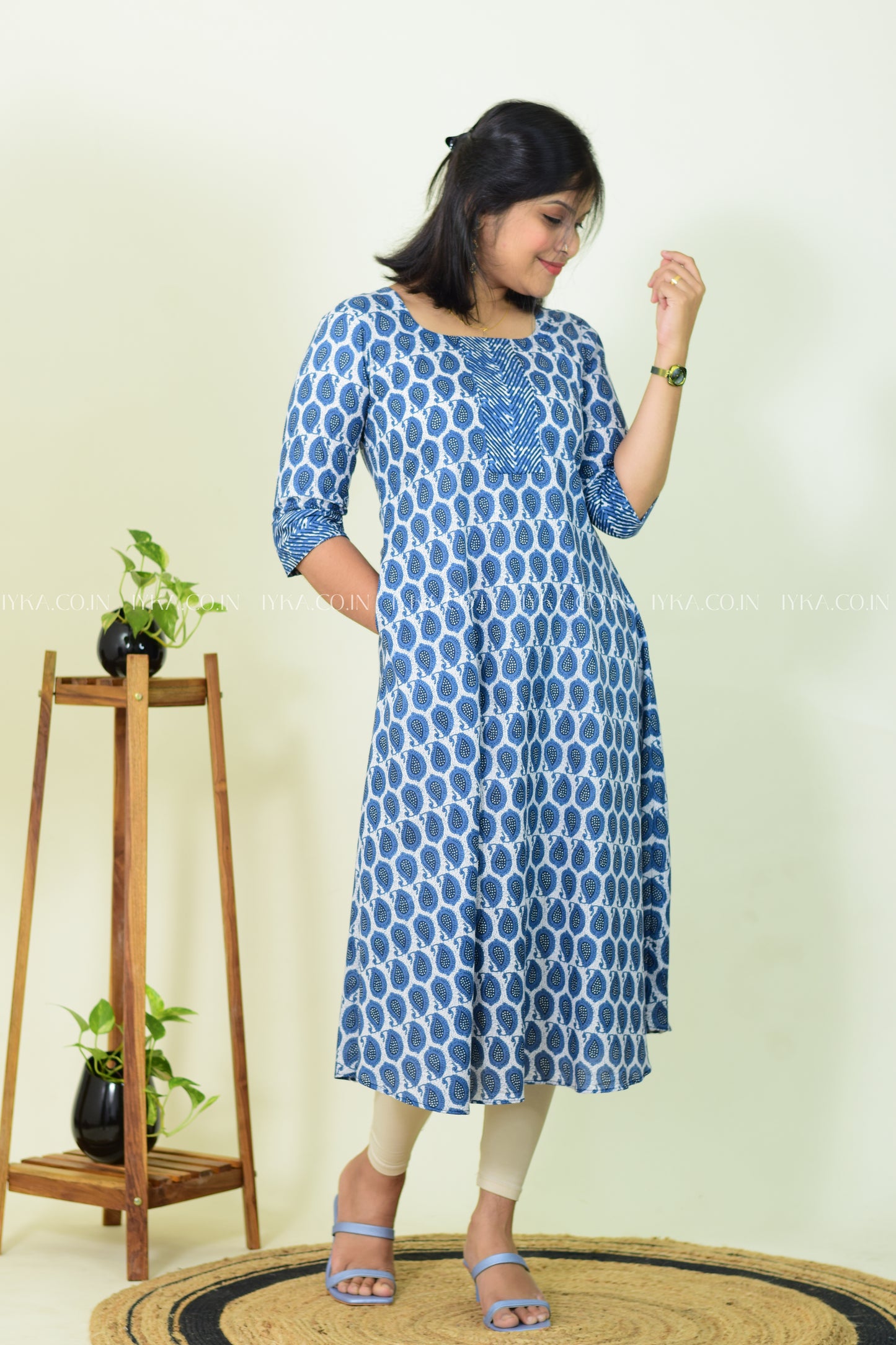 IYKA- BLUE COTTON ALINE KURTHI #00242KUR