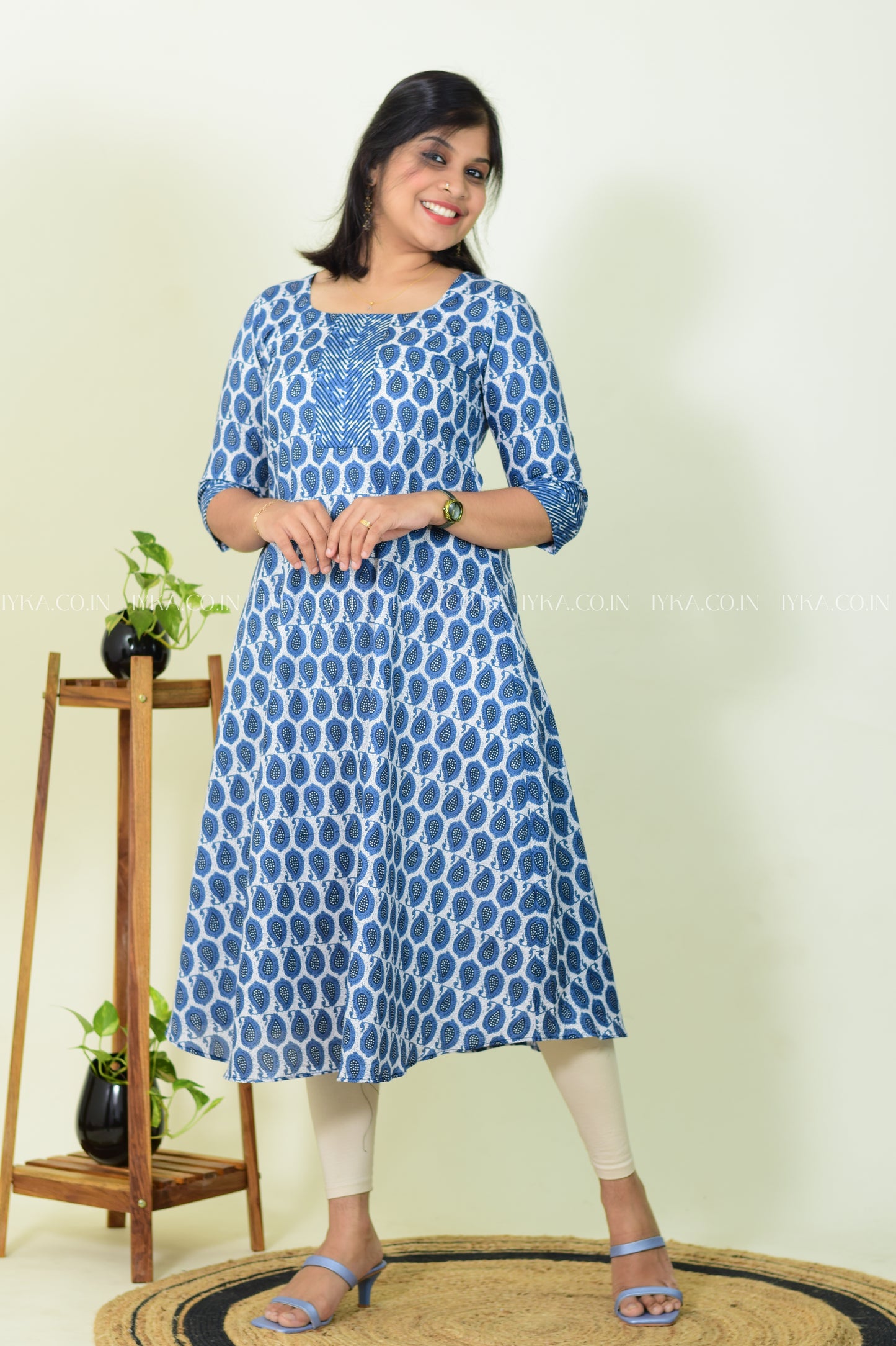 IYKA- BLUE COTTON ALINE KURTHI #00242KUR