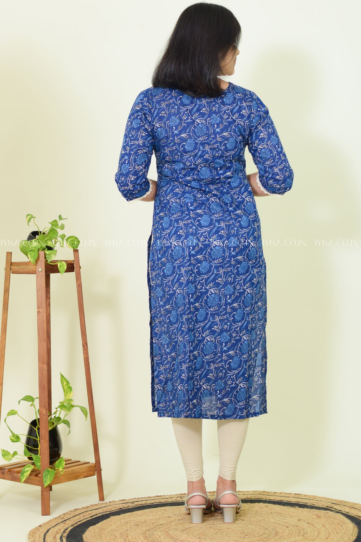 IYKA- INDIGO BLUE COTTON SLITTED KURTHI #00255KUR