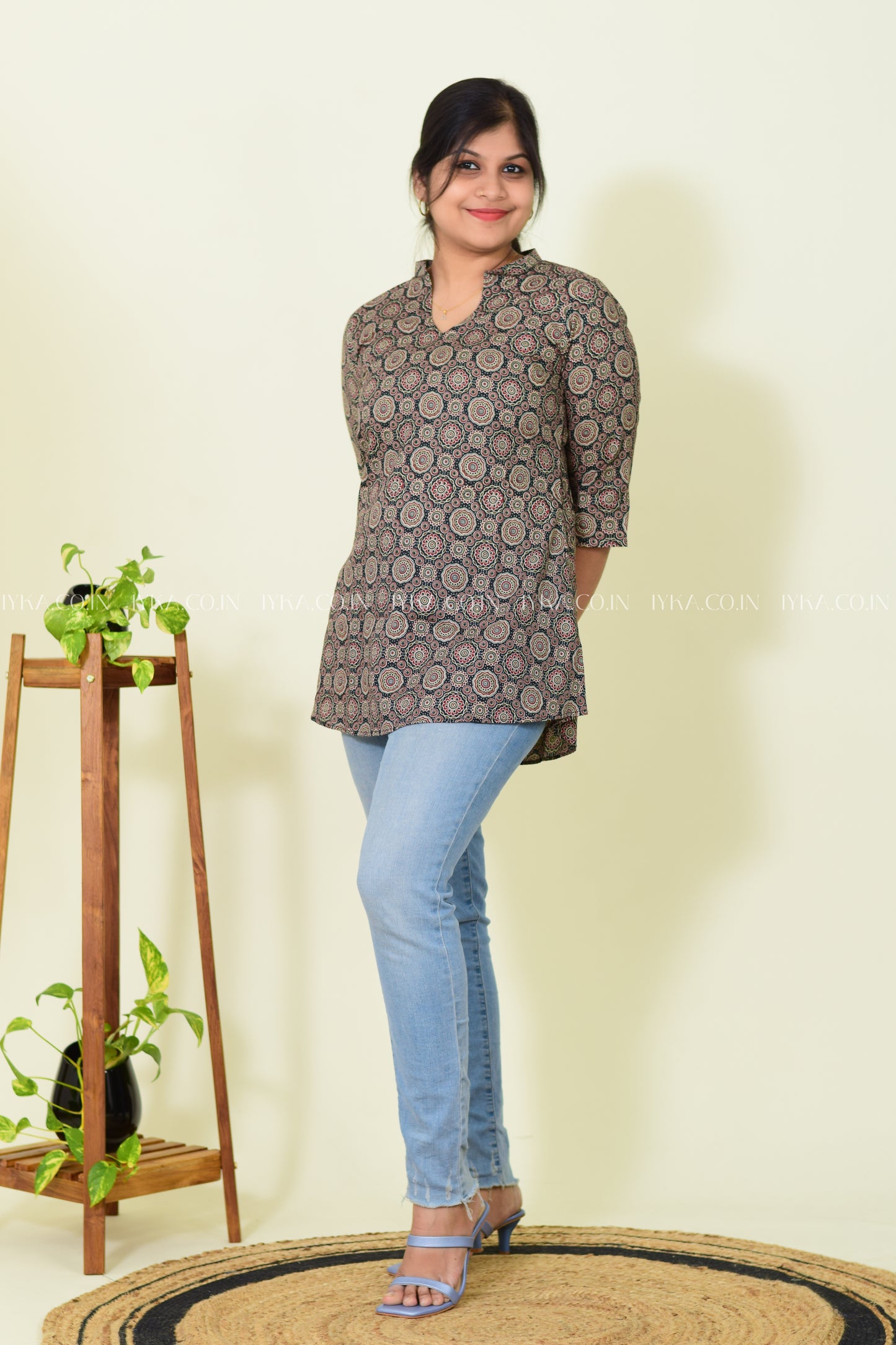 IYKA- AJRAKH COTTON SHORT KURTHI #00258SHO