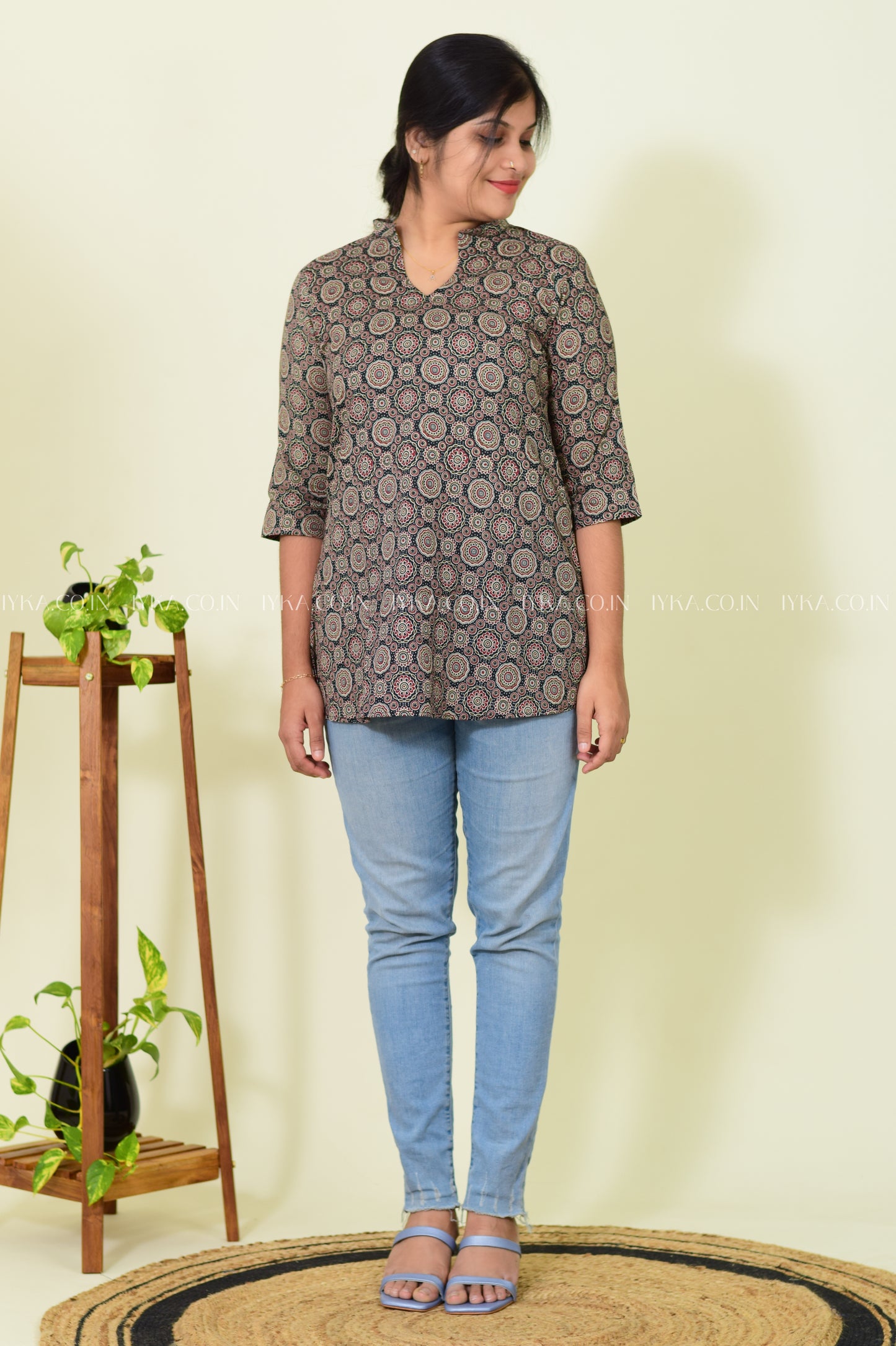 IYKA- AJRAKH COTTON SHORT KURTHI #00258SHO