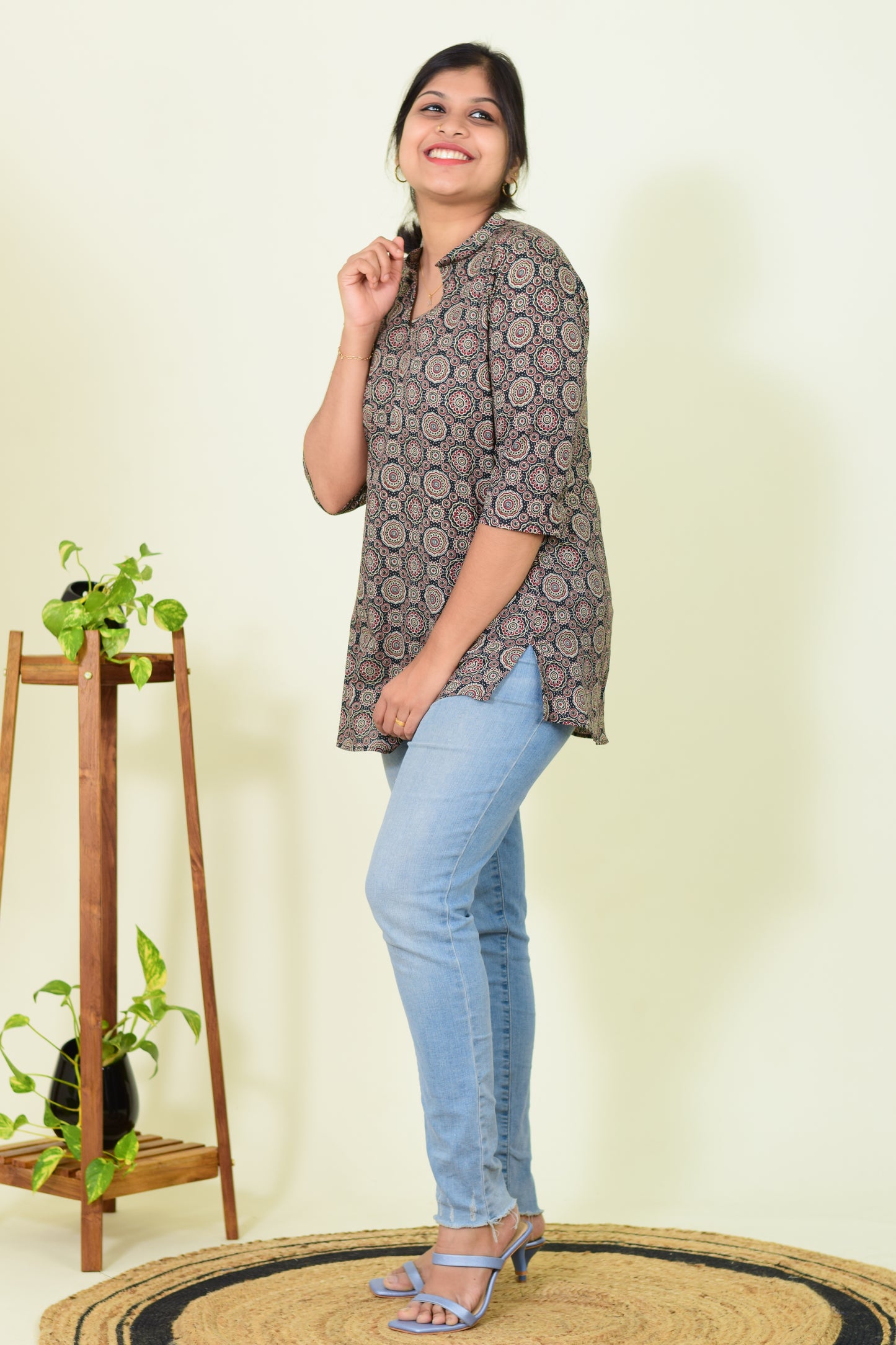 IYKA- AJRAKH COTTON SHORT KURTHI #00258SHO