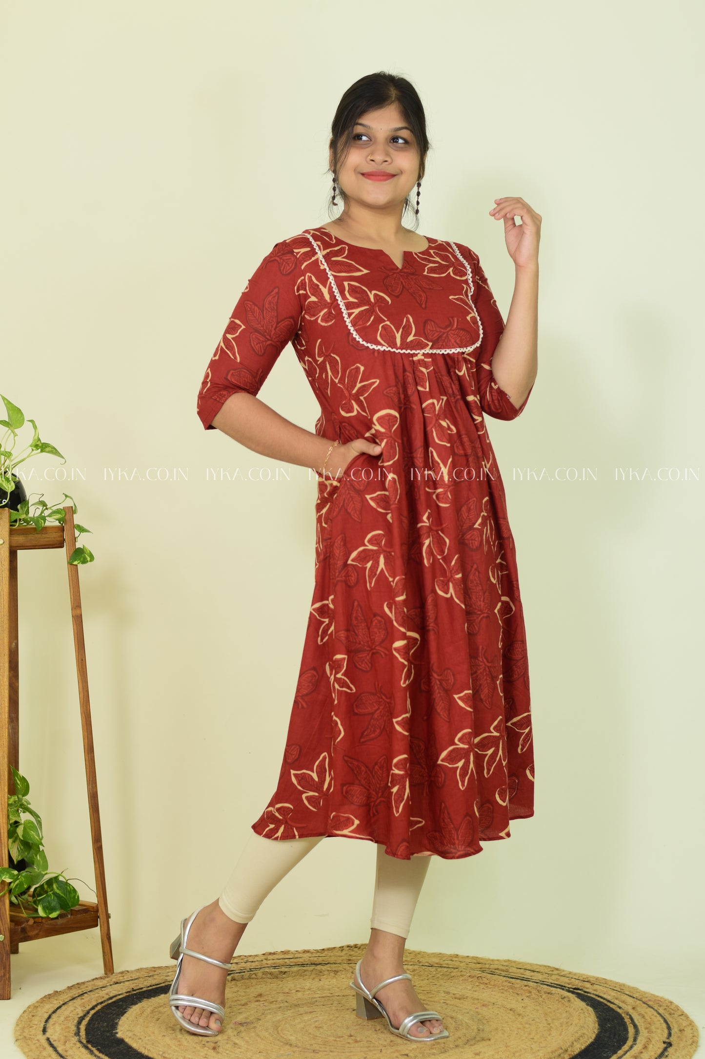 Floral Embrace – Red Kurthi