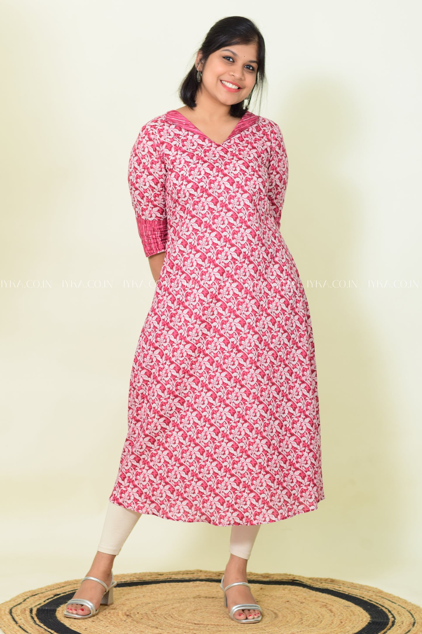 IYKA- PEACH COTTON ALINE KURTHI #00194KUR