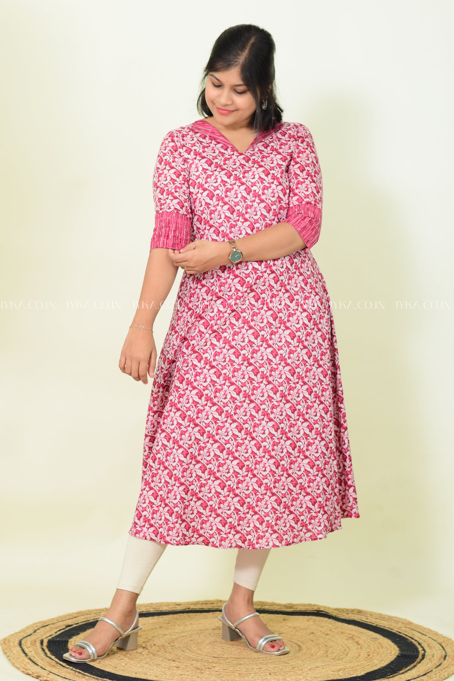 IYKA- PEACH COTTON ALINE KURTHI #00194KUR