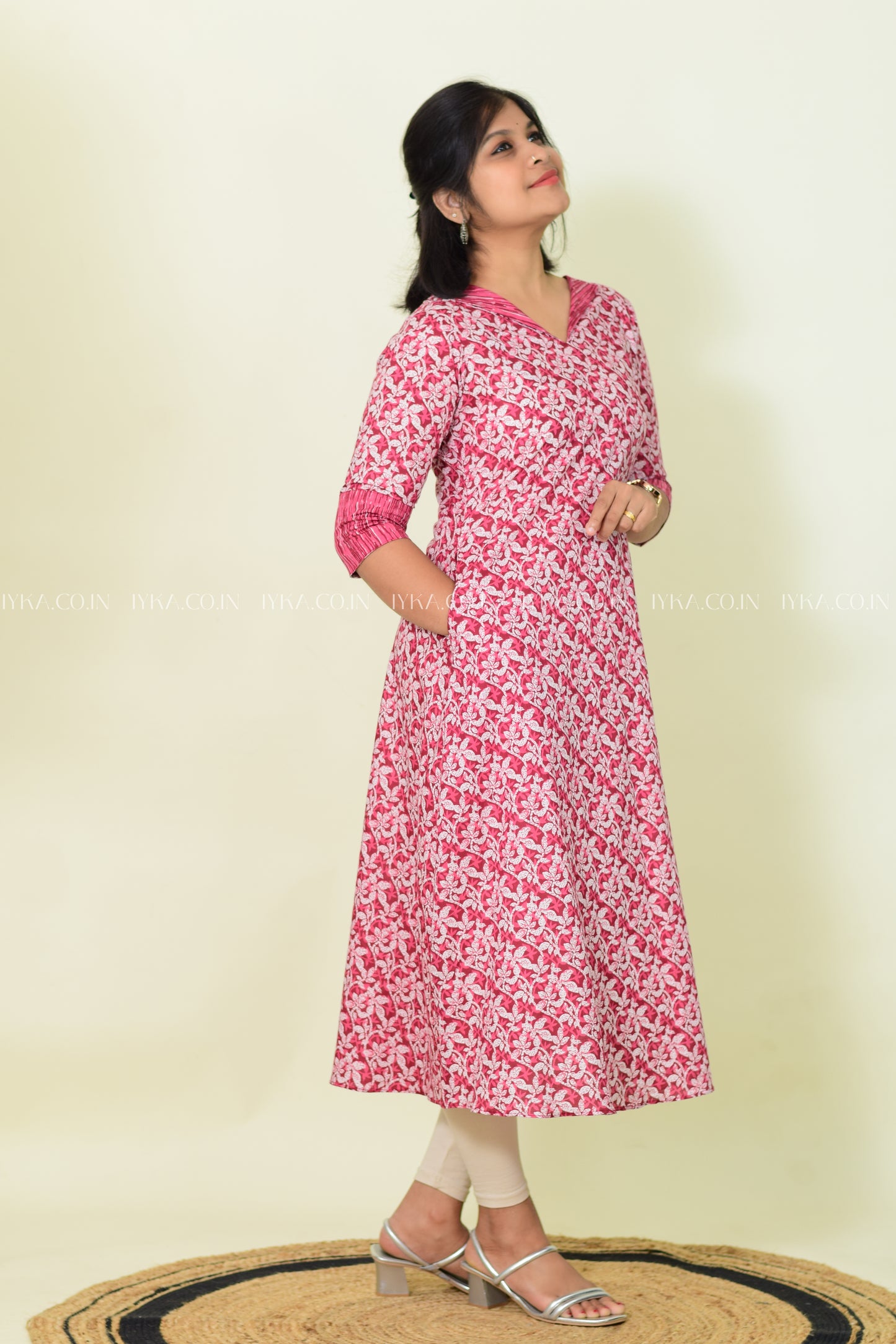 IYKA- PEACH COTTON ALINE KURTHI #00194KUR