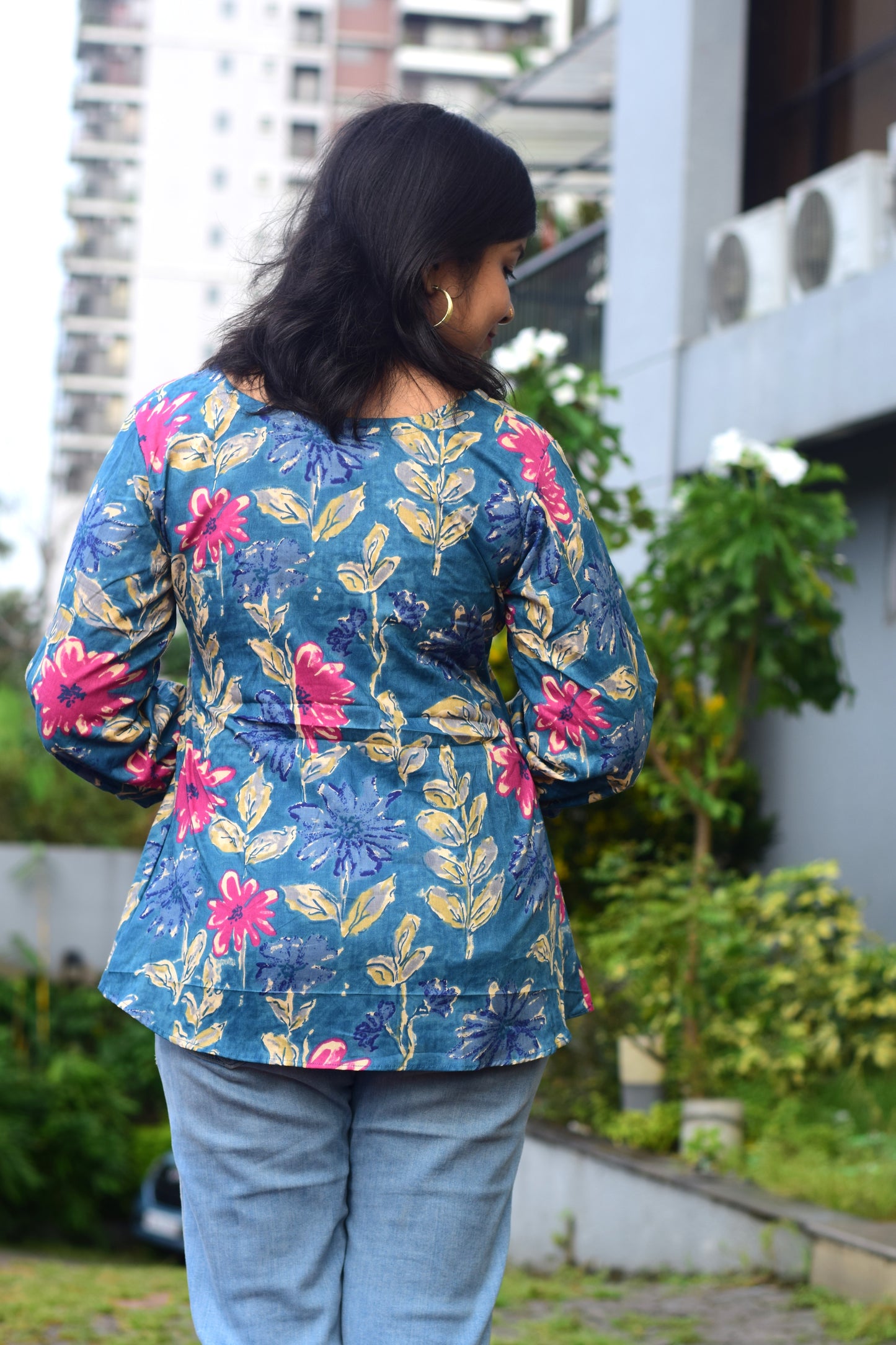 Blue Blossom Short Kurthi