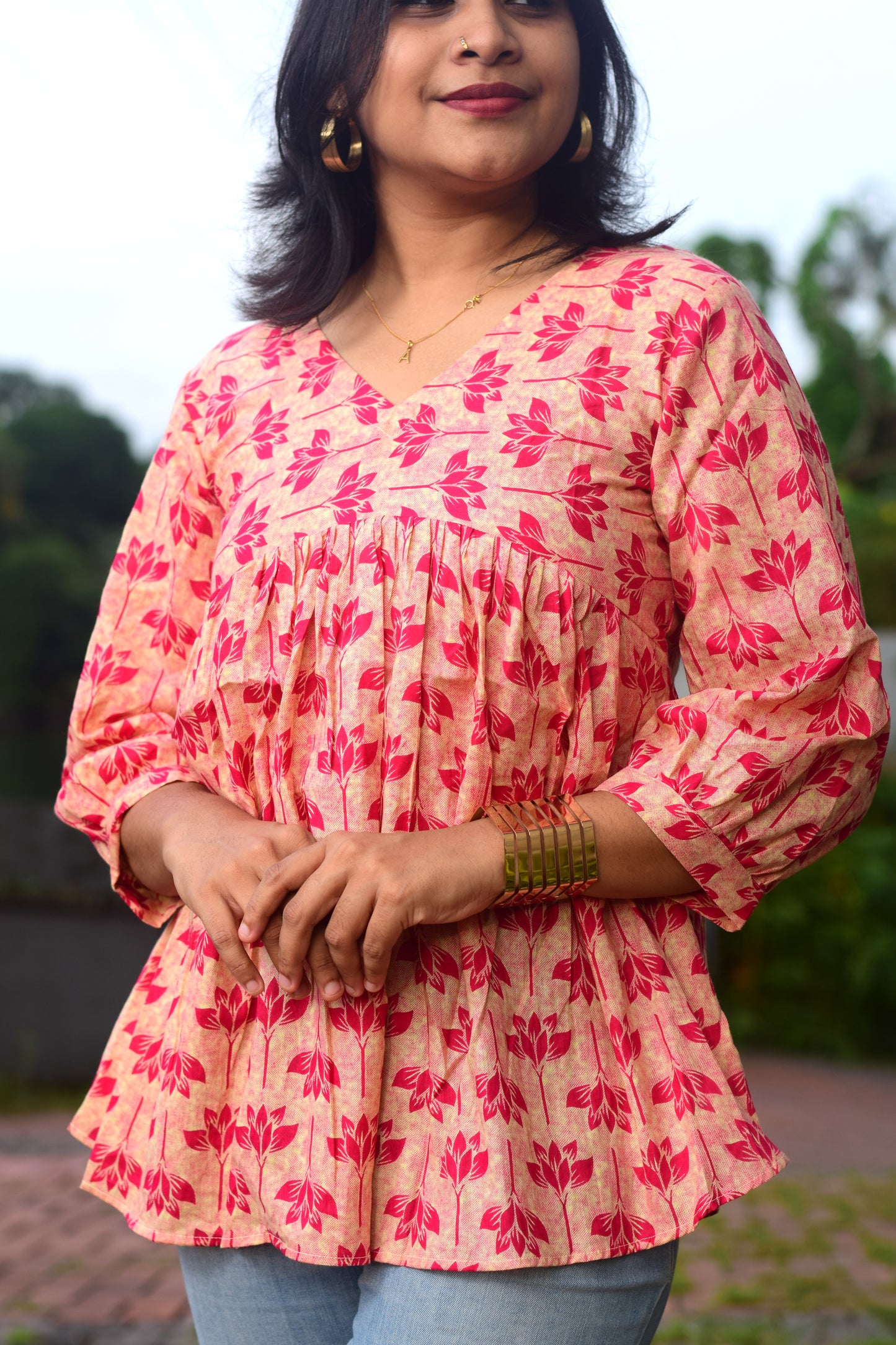 Petal Charm Short Kurtha