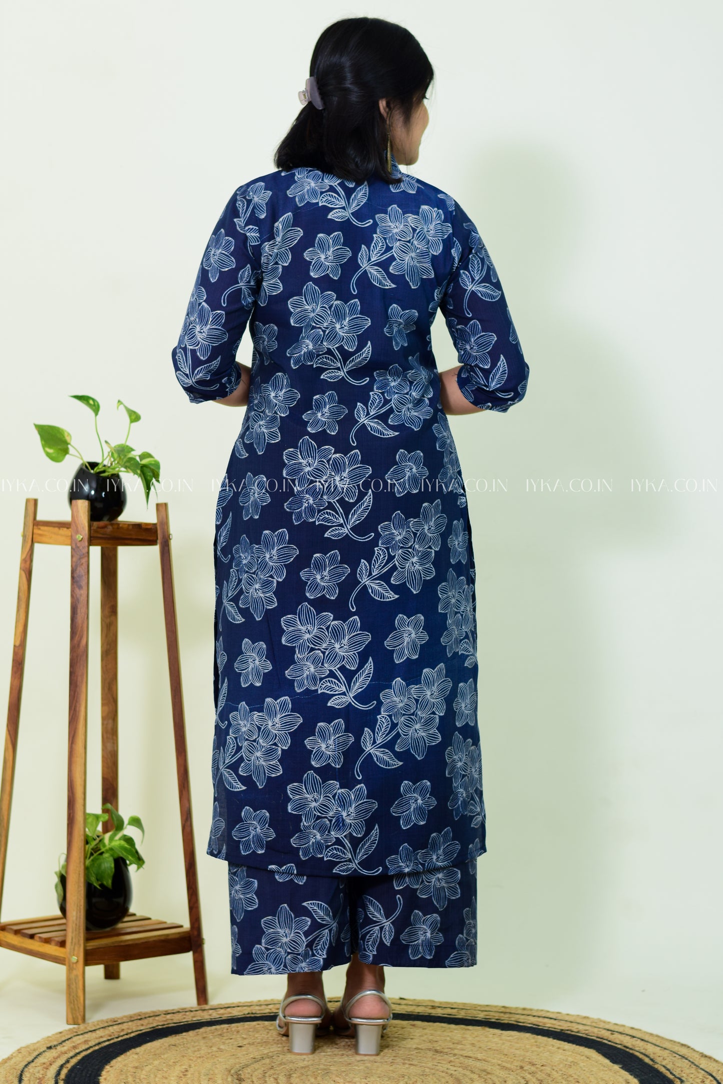 IYKA- BLUE FLORAL PRINTED CO-ORD SET (TOP AND BOTTOM) #00208KUR