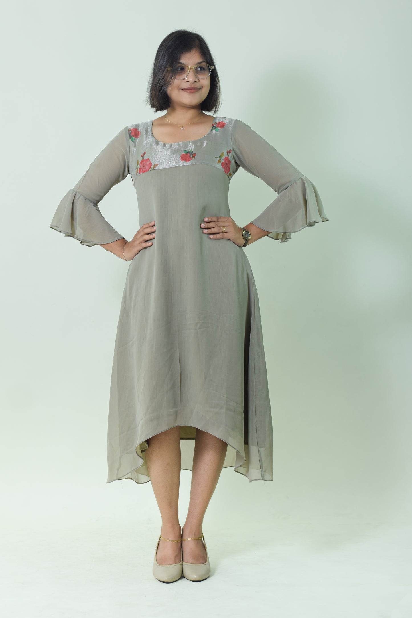 IYKA- PURE GEORGETTE A LINE KURTHI #00018KUR