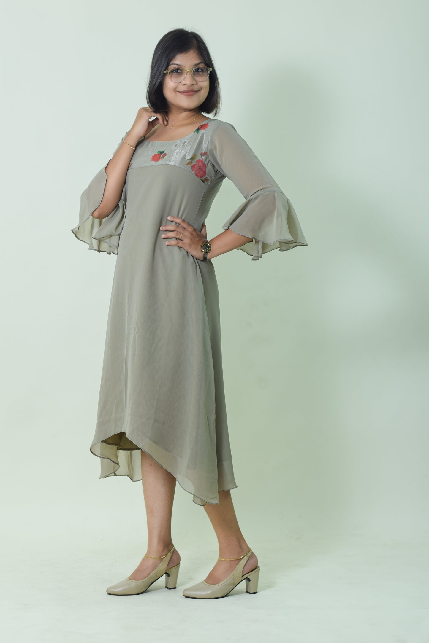 IYKA- PURE GEORGETTE A LINE KURTHI #00018KUR
