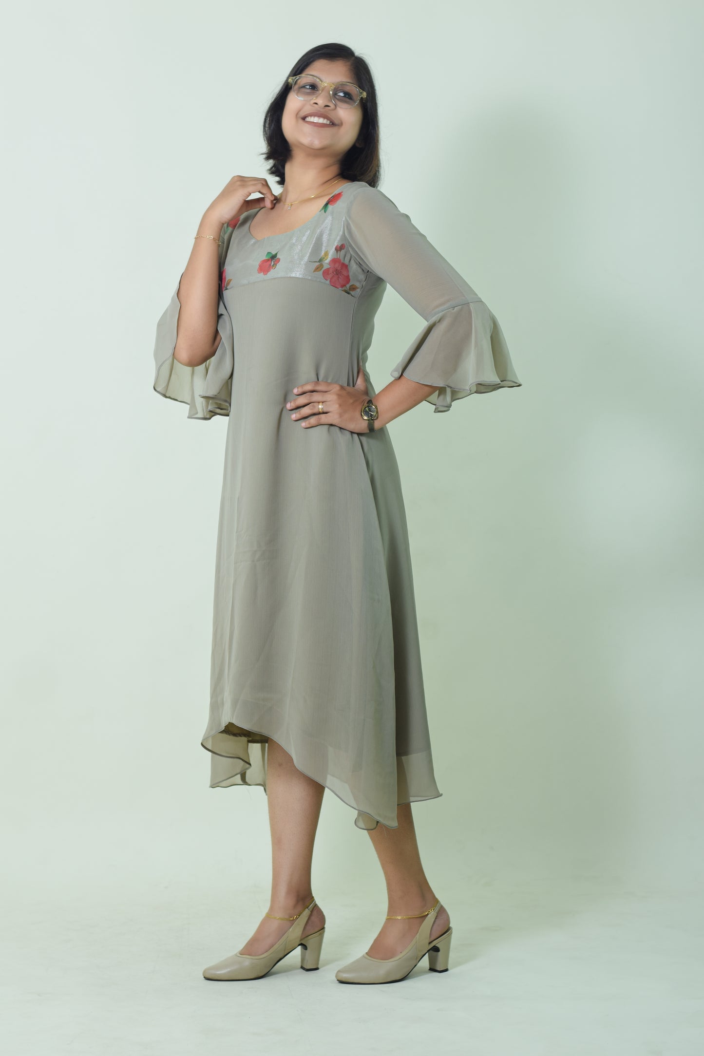 IYKA- PURE GEORGETTE A LINE KURTHI #00018KUR