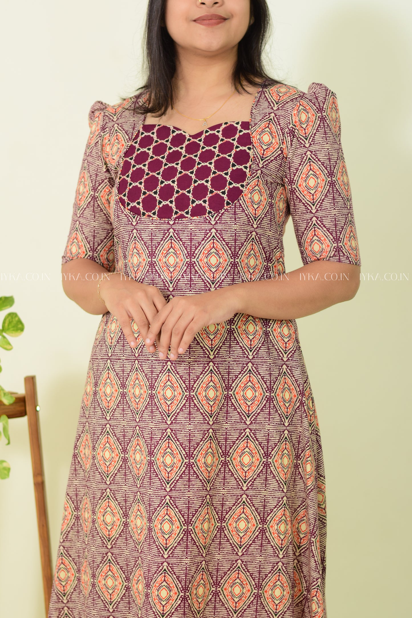 IYKA- WHITE AND BLUE ALINE KURTHI #00114KUR