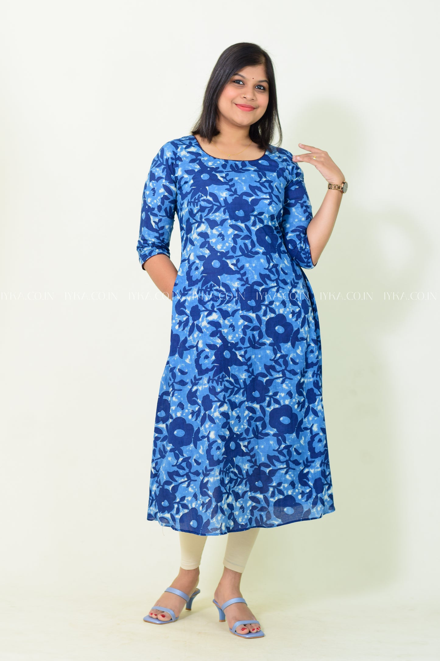 IYKA- BLUE COTTON ALINE KURTHI #00216KUR